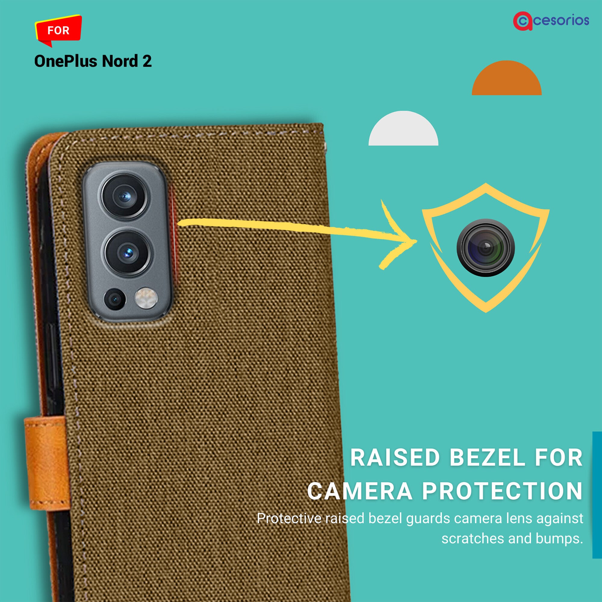 Accesorios Oneplus Nord 2 denim flip cover – Dark Brown – Image 2 #color_dark brown