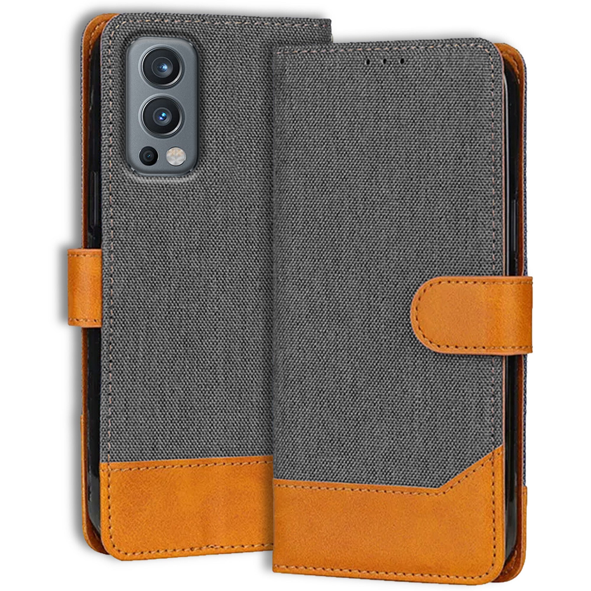 Accesorios Oneplus Nord 2 denim flip cover – Grey – Image 1 #color_grey