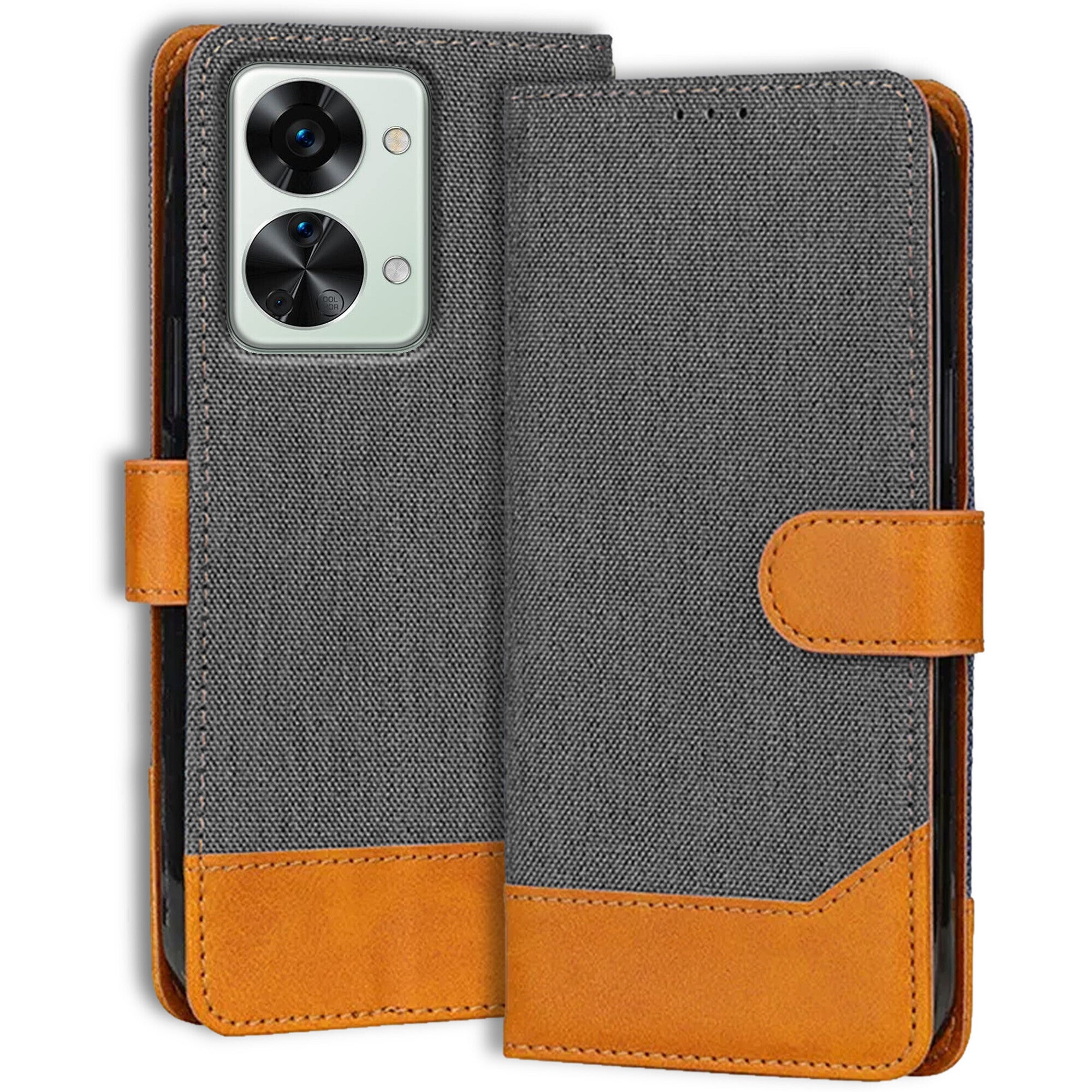 Accesorios Oneplus Nord 2T denim flip cover – Grey – Image 1 #color_grey