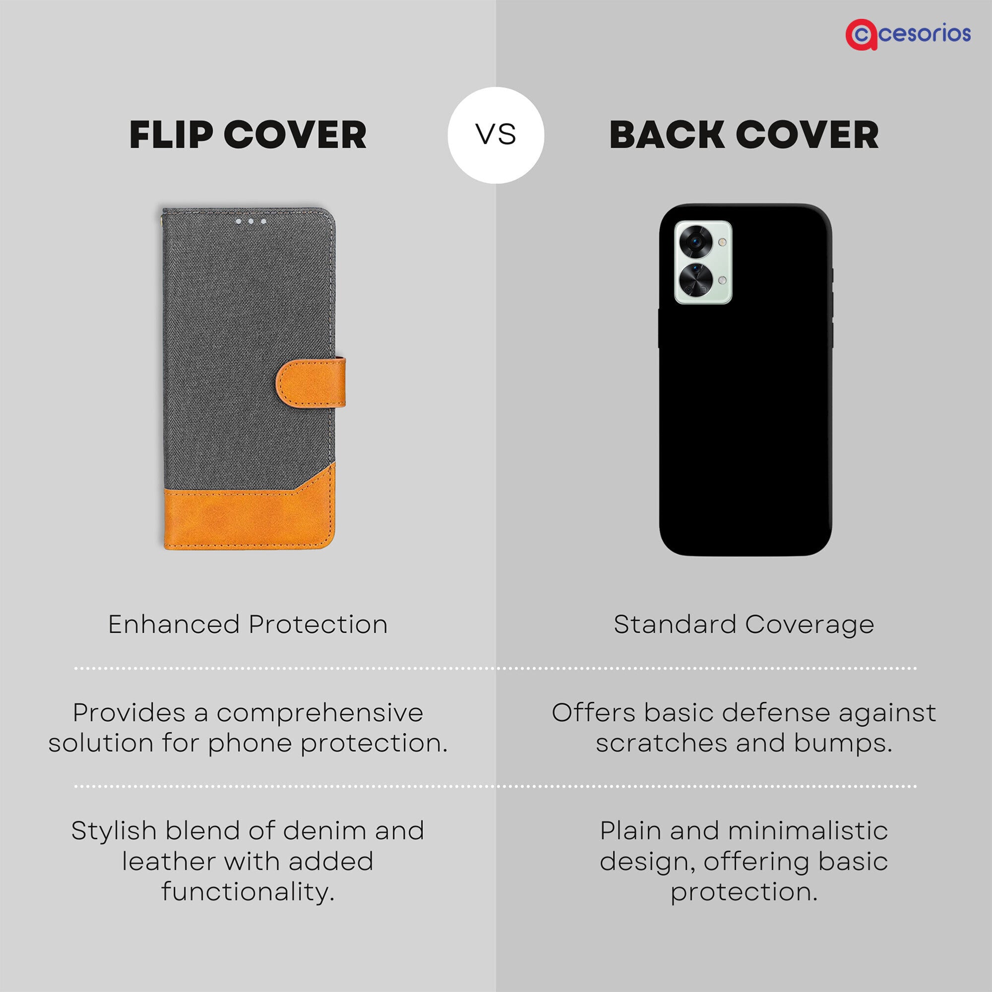 Accesorios Oneplus Nord 2T denim flip cover – Grey – Image 8 #color_grey