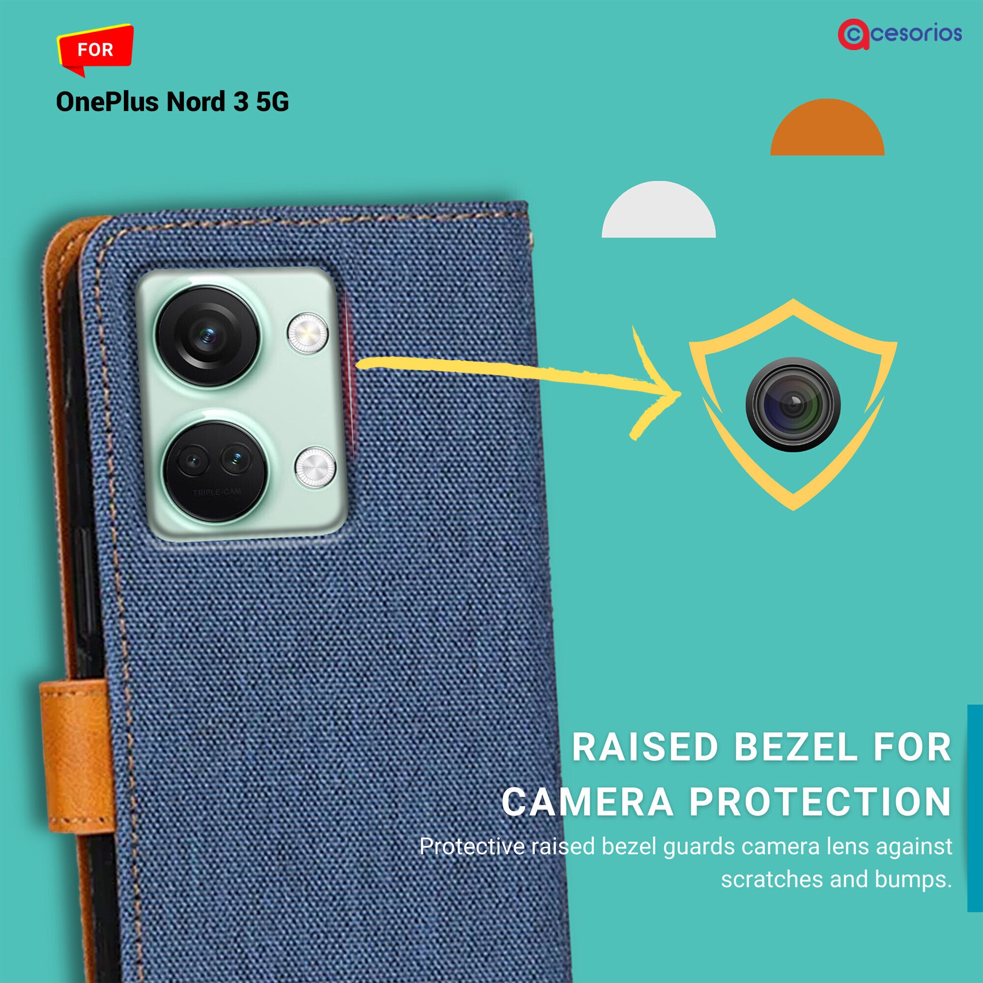 Accesorios Oneplus Nord 3 5G denim flip cover – Blue – Image 2 #color_blue