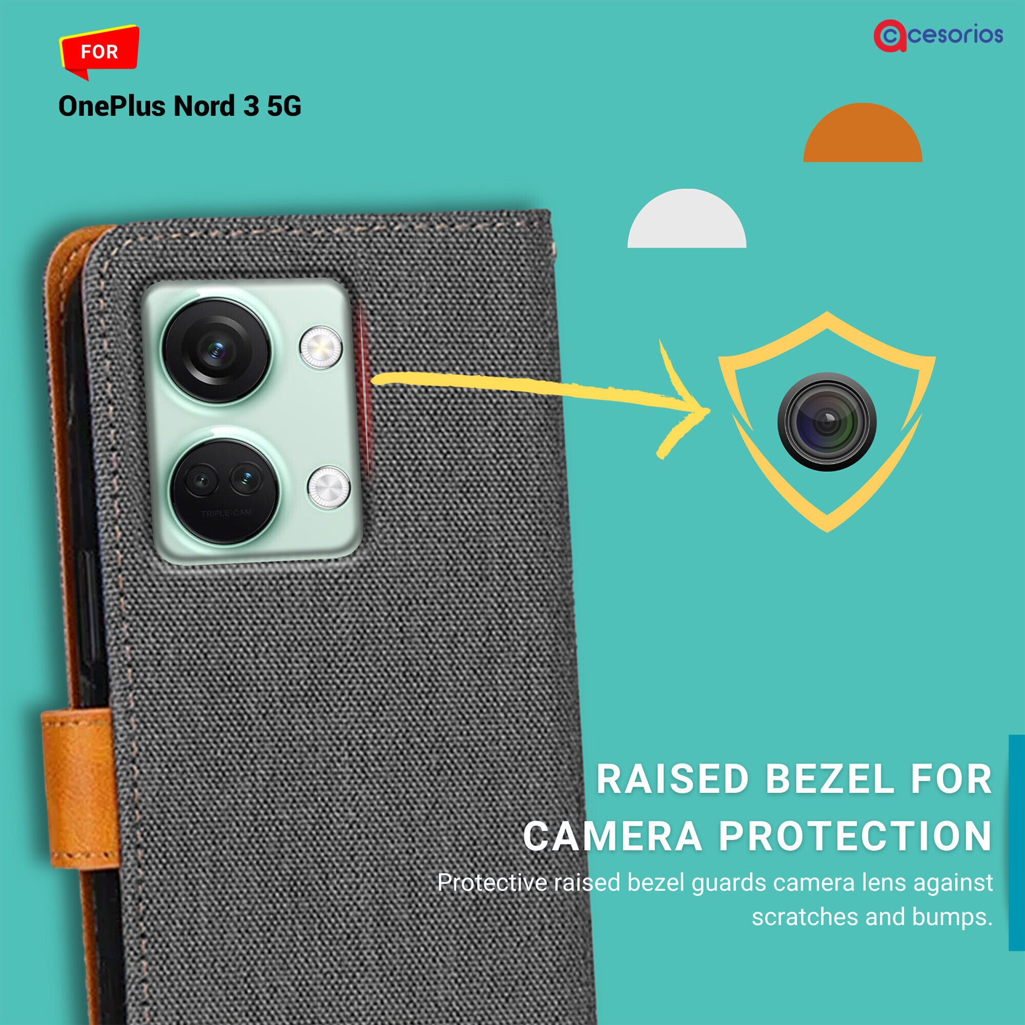 Accesorios Oneplus Nord 3 5G denim flip cover – Grey – Image 2 #color_grey