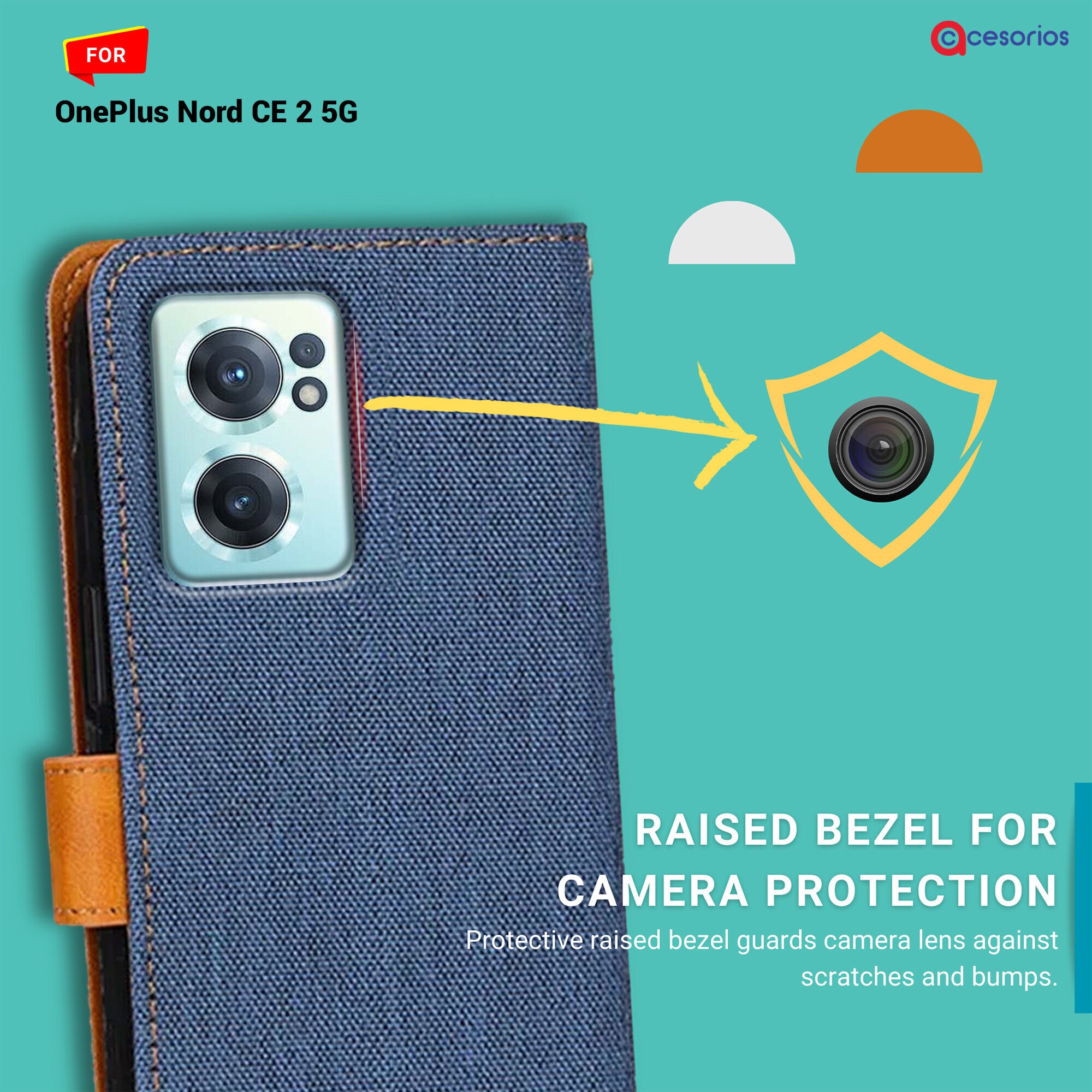 Accesorios Oneplus Nord Ce 2 5G denim flip cover – Blue – Image 2 #color_blue