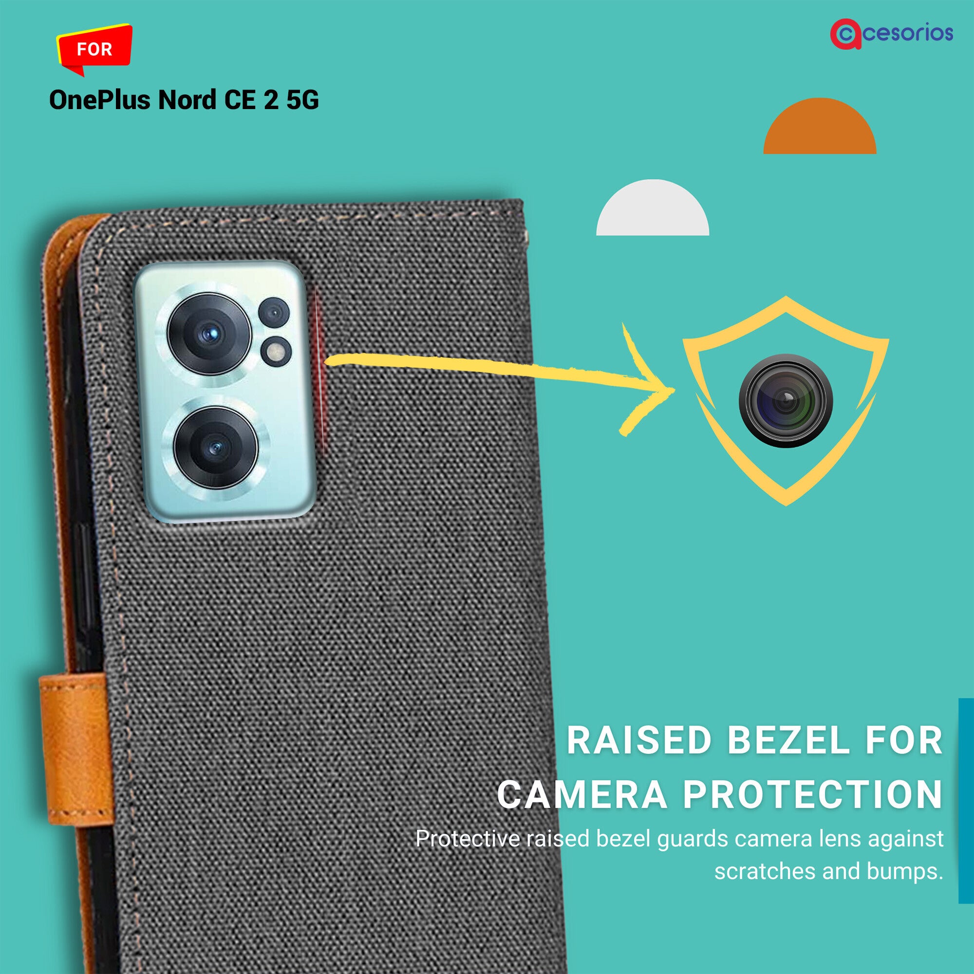 Accesorios Oneplus Nord Ce 2 5G denim flip cover – Grey – Image 2 #color_grey