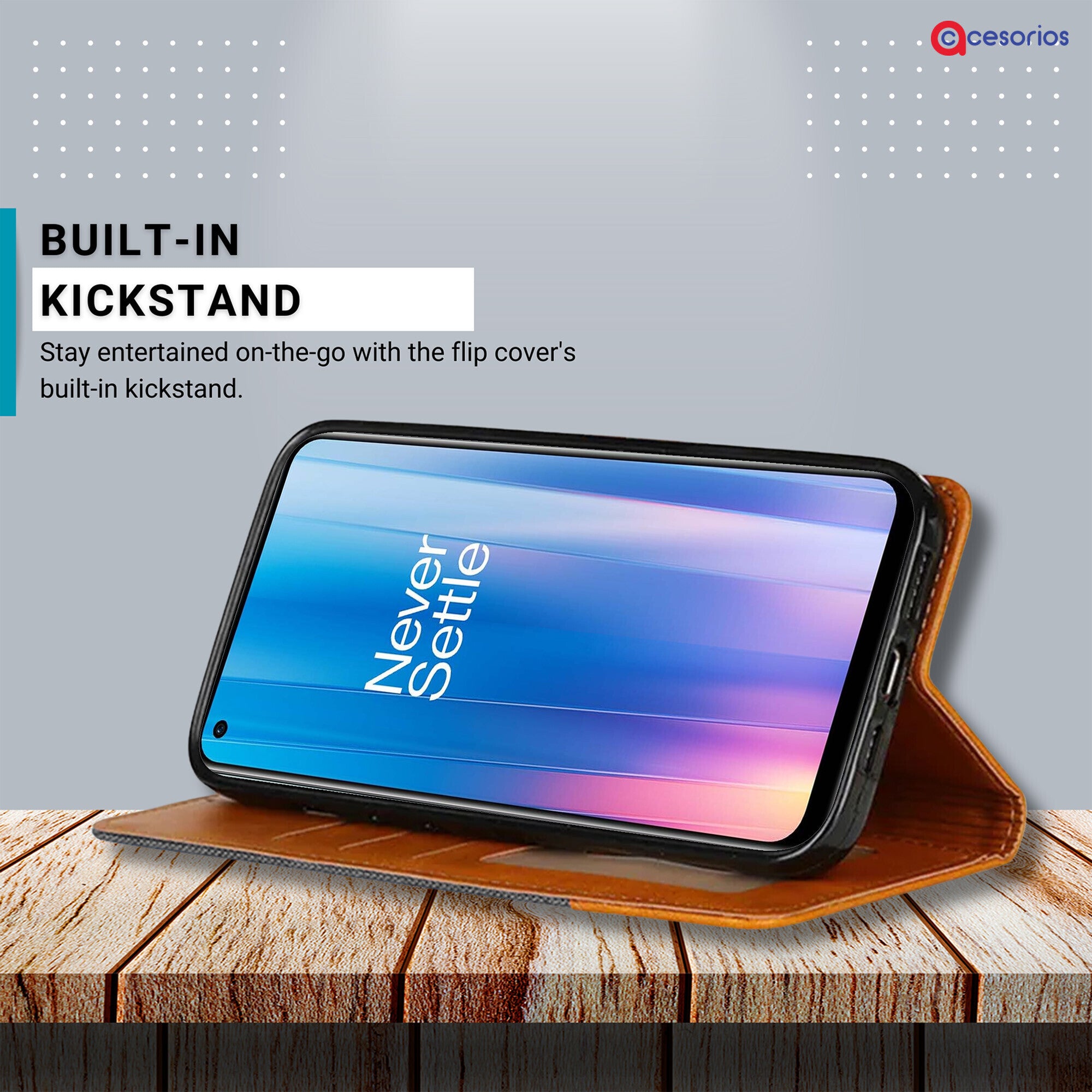Accesorios Oneplus Nord Ce 2 5G denim flip cover – Grey – Image 4 #color_grey