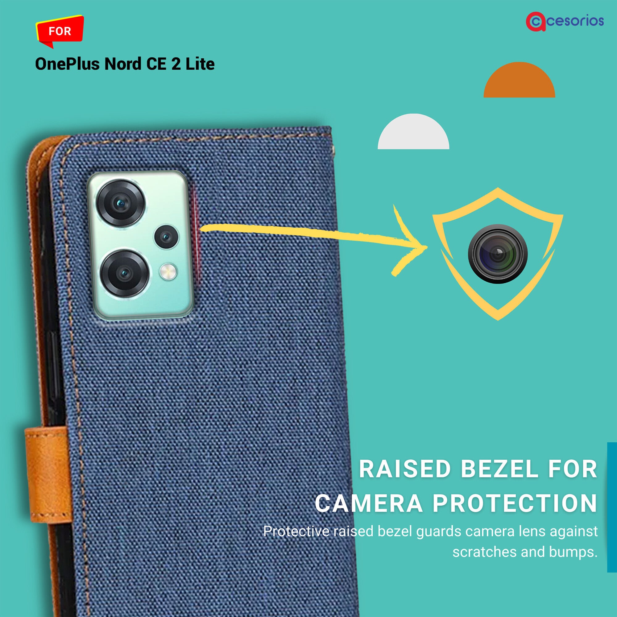 Accesorios Oneplus Nord Ce 2 Lite denim flip cover – Blue – Image 2 #color_blue