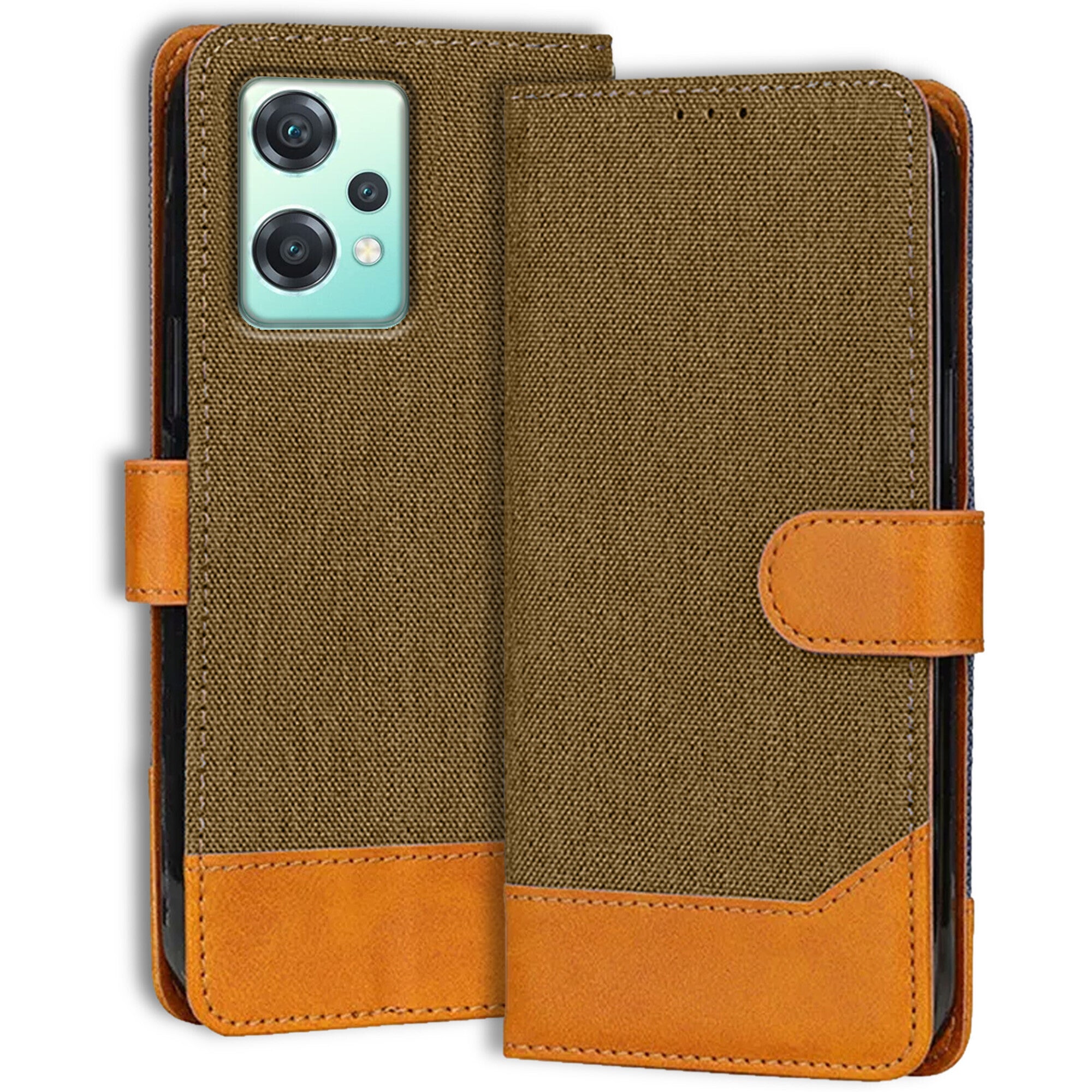 Accesorios Oneplus Nord Ce 2 Lite denim flip cover – Dark Brown – Image 1 #color_dark brown