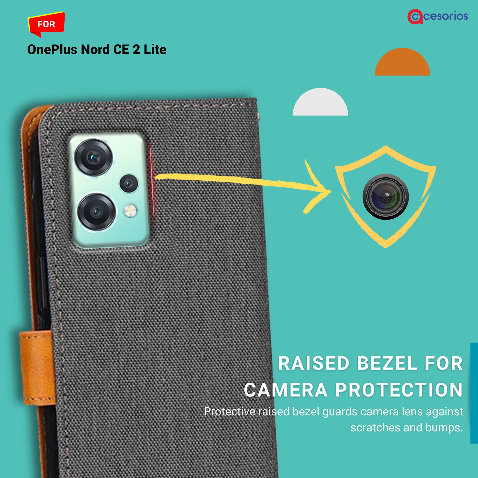Accesorios Oneplus Nord Ce 2 Lite denim flip cover – Grey – Image 2 #color_grey