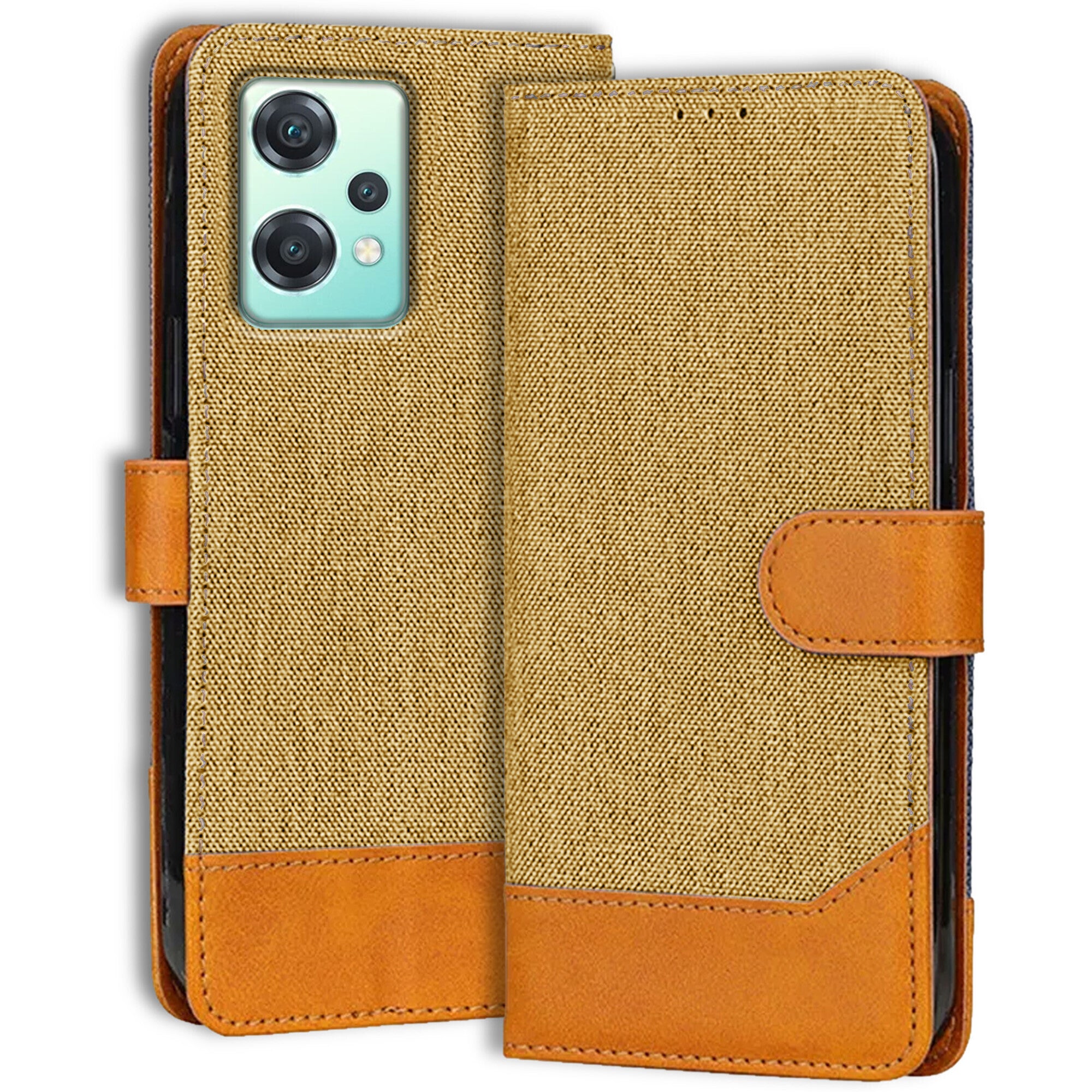 Accesorios Oneplus Nord Ce 2 Lite denim flip cover – Light Brown – Image 1 #color_light brown