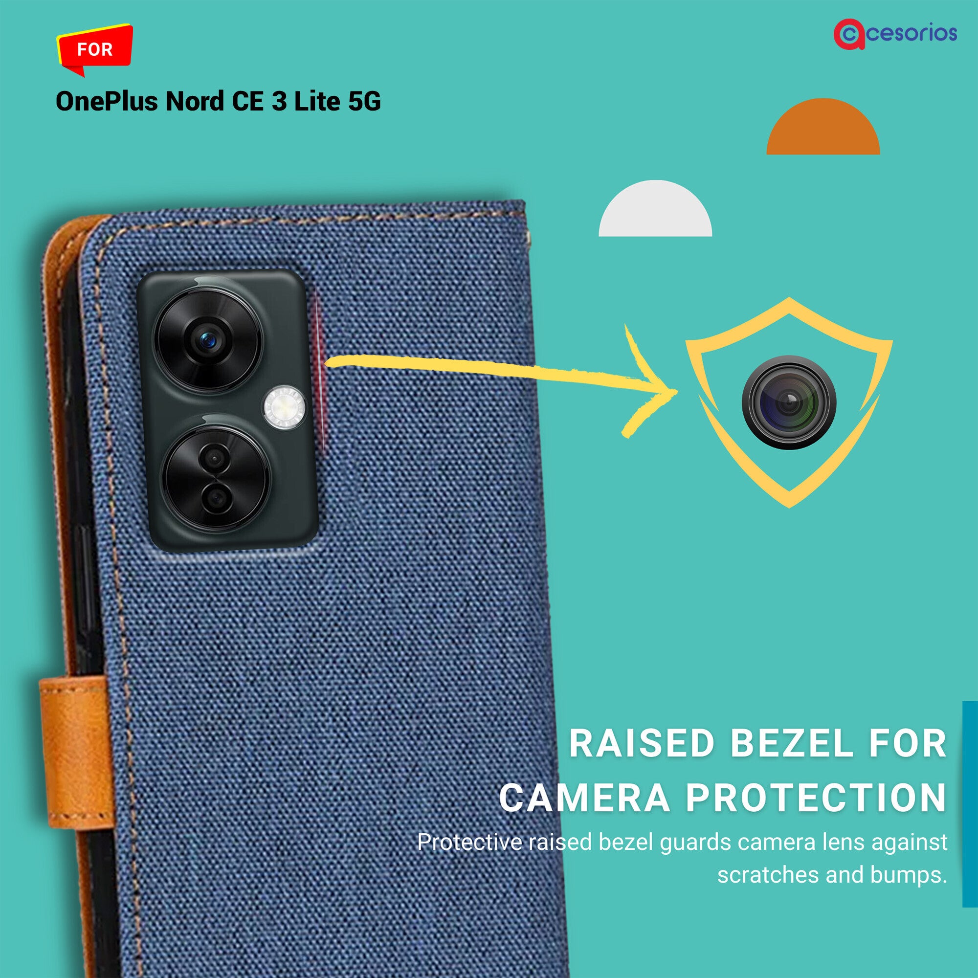 Accesorios Oneplus Nord Ce 3 Lite 5G denim flip cover – Blue – Image 2 #color_blue