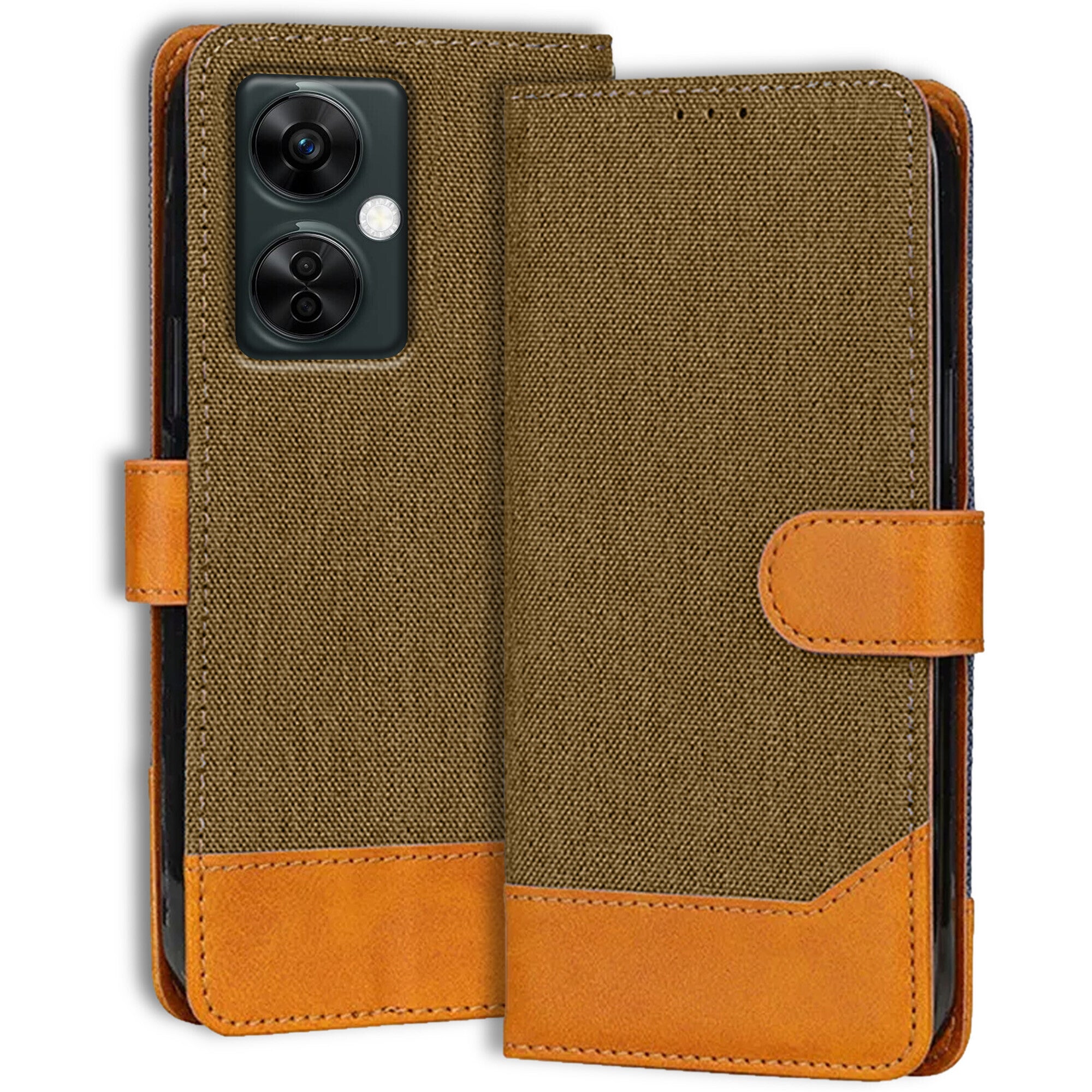 Accesorios Oneplus Nord Ce 3 Lite 5G denim flip cover – Dark Brown – Image 1 #color_dark brown