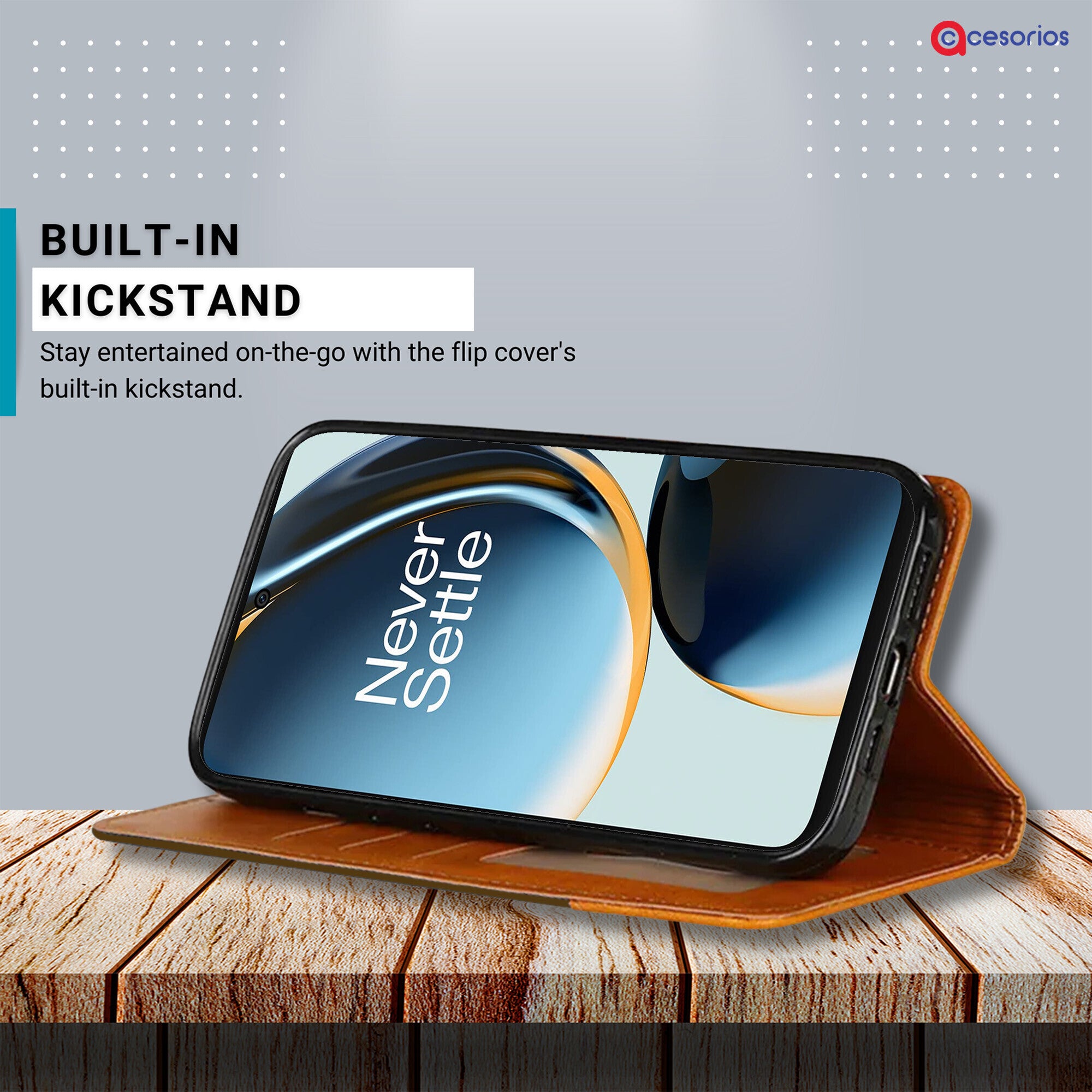 Accesorios Oneplus Nord Ce 3 Lite 5G denim flip cover – Dark Brown – Image 4 #color_dark brown