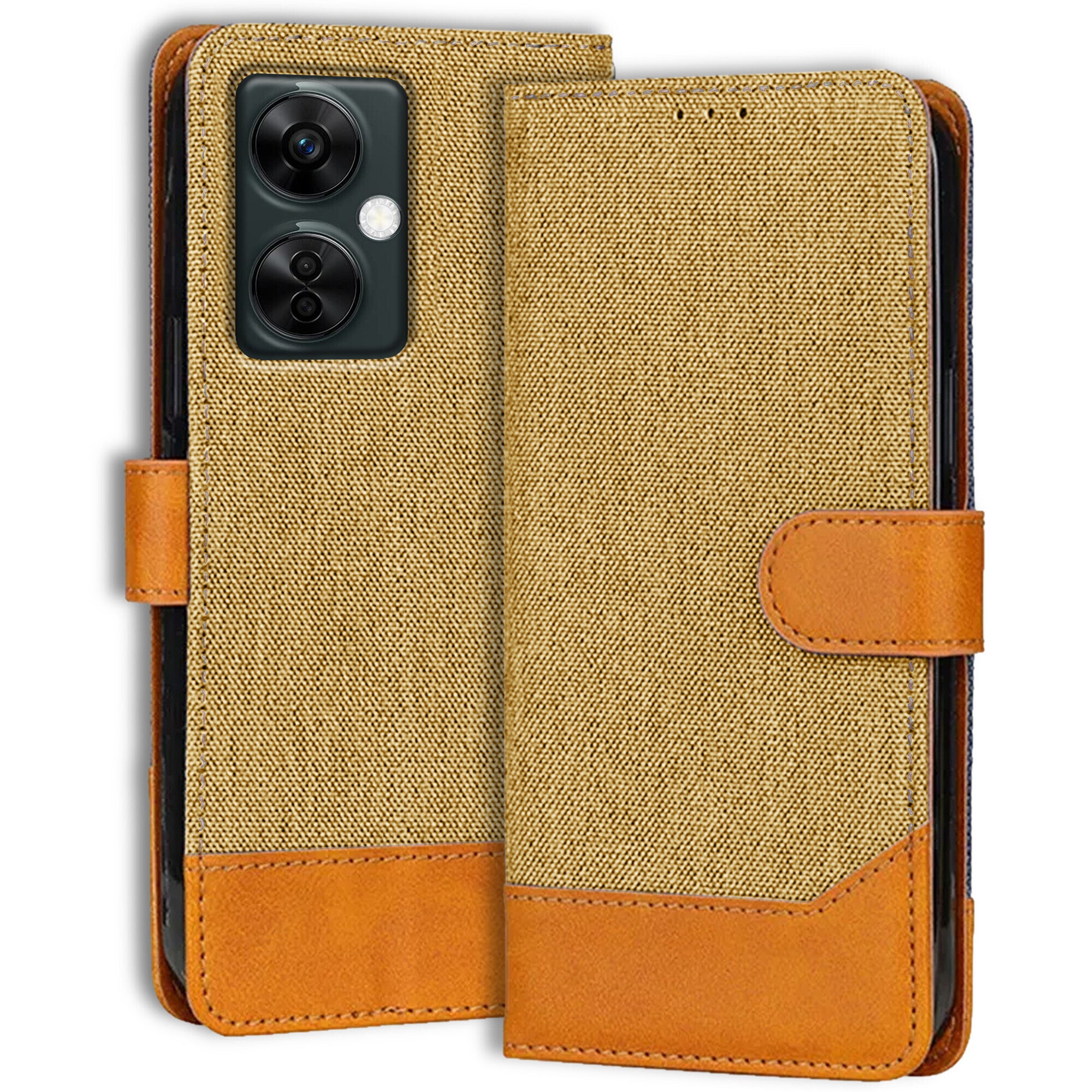 Accesorios Oneplus Nord Ce 3 Lite 5G denim flip cover – Light Brown – Image 1 #color_light brown