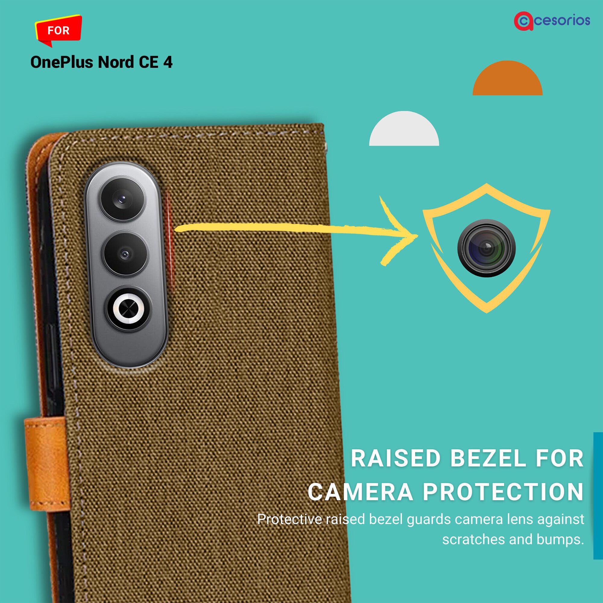 Accesorios Oneplus Nord Ce 4 denim flip cover – Dark Brown – Image 2 #color_dark brown