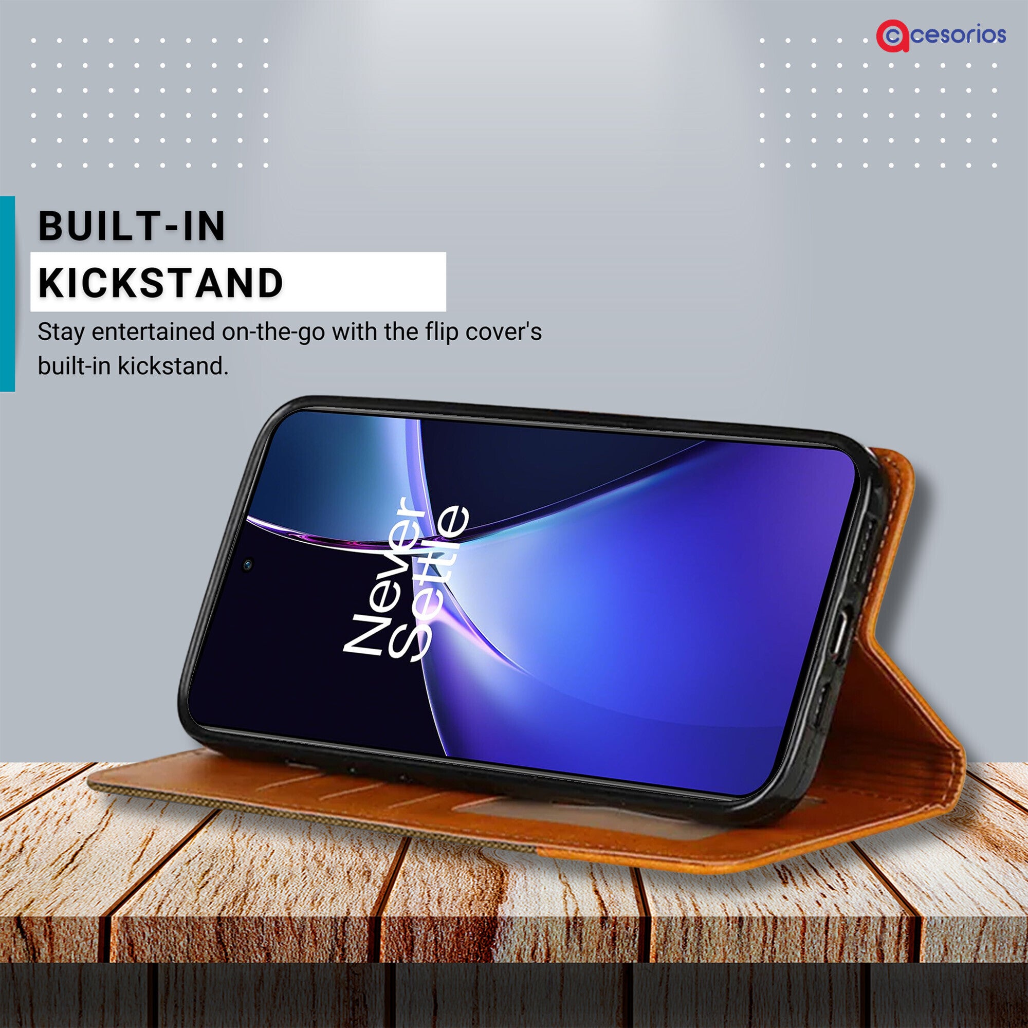 Accesorios Oneplus Nord Ce 4 denim flip cover – Dark Brown – Image 4 #color_dark brown