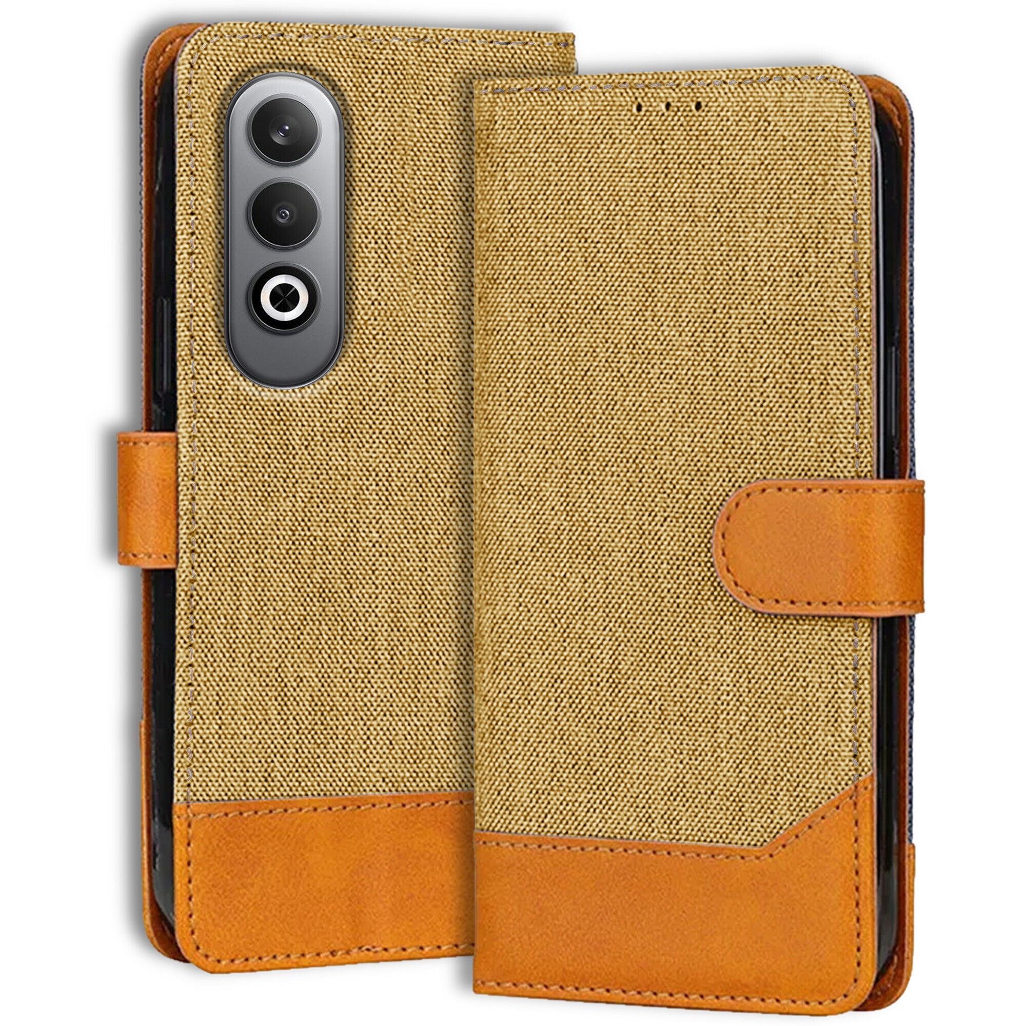 Accesorios Oneplus Nord Ce 4 denim flip cover – Light Brown – Image 1 #color_light brown