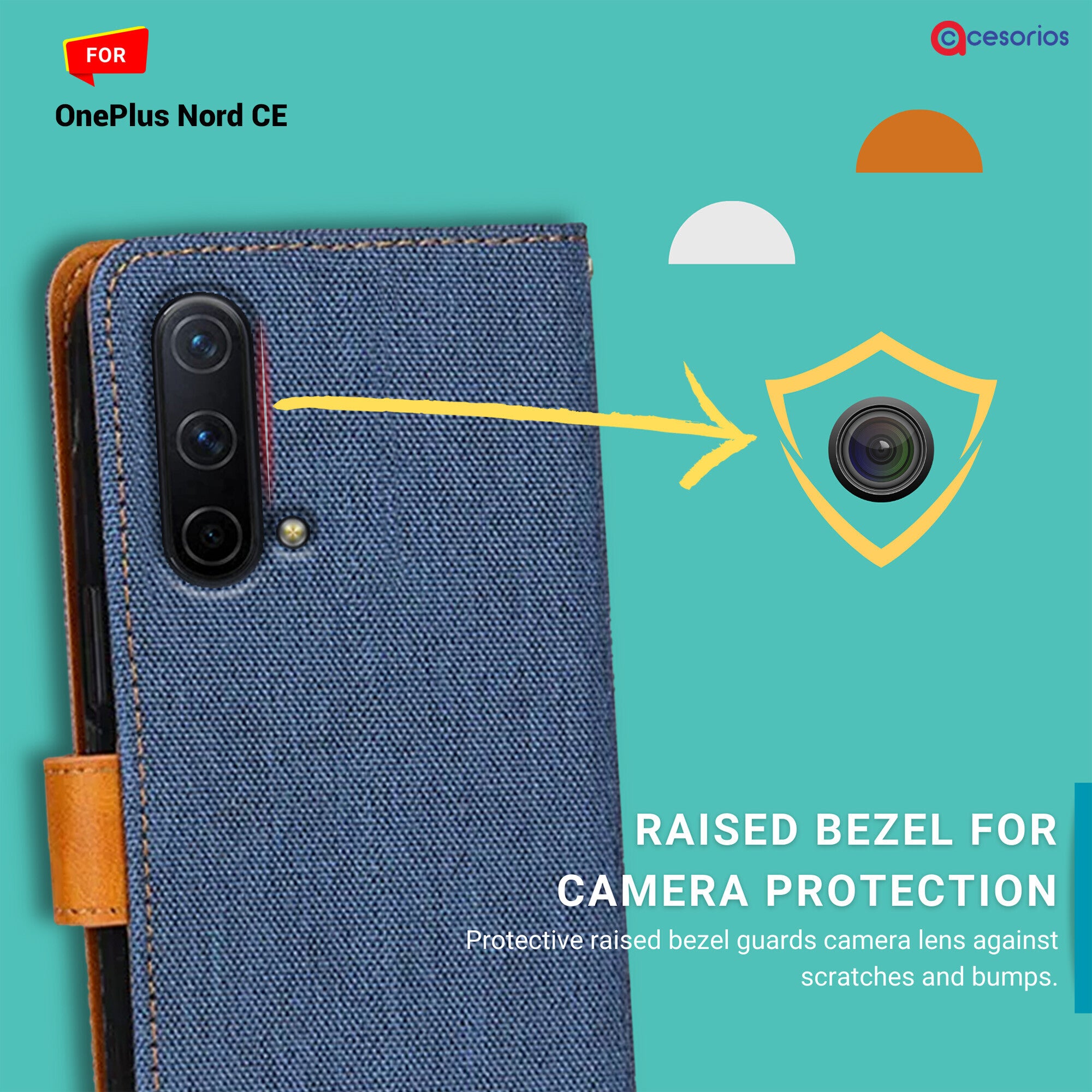 Accesorios Oneplus Nord Ce denim flip cover – Blue – Image 2 #color_blue