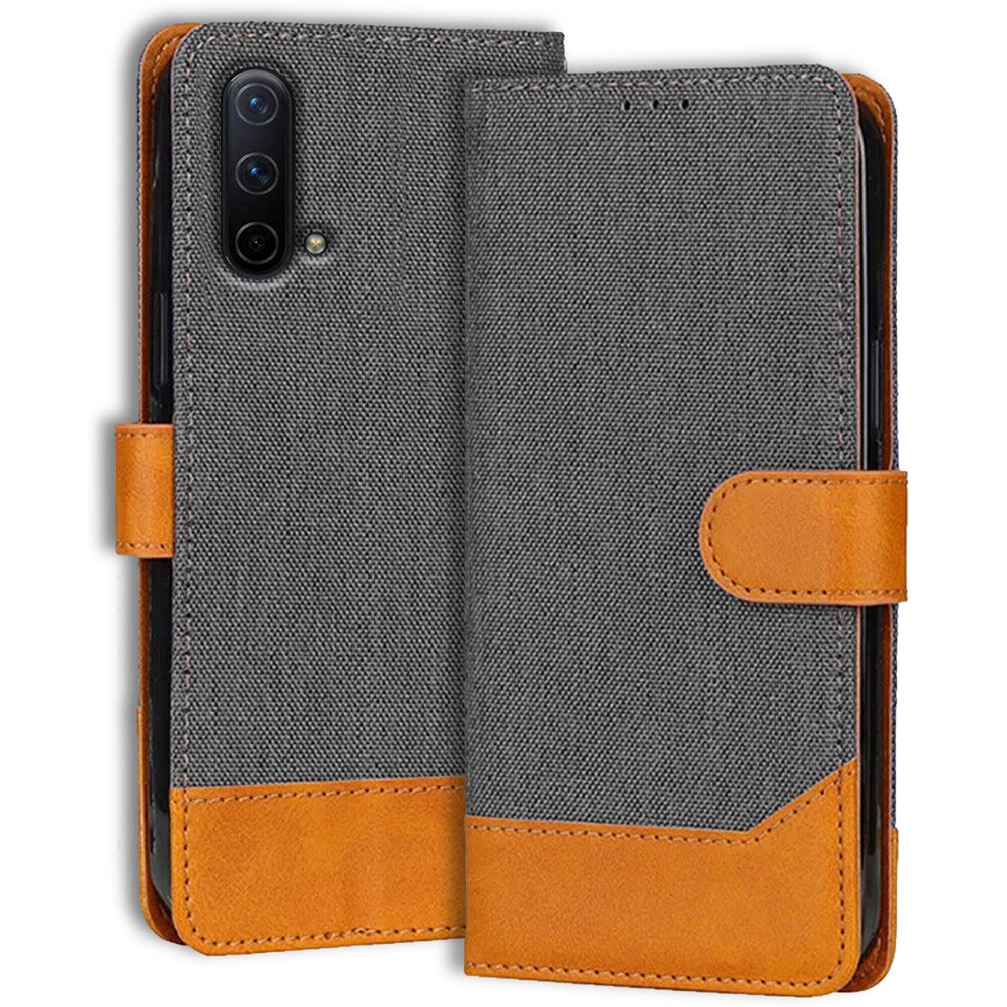 Accesorios Oneplus Nord Ce denim flip cover – Grey – Image 1 #color_grey