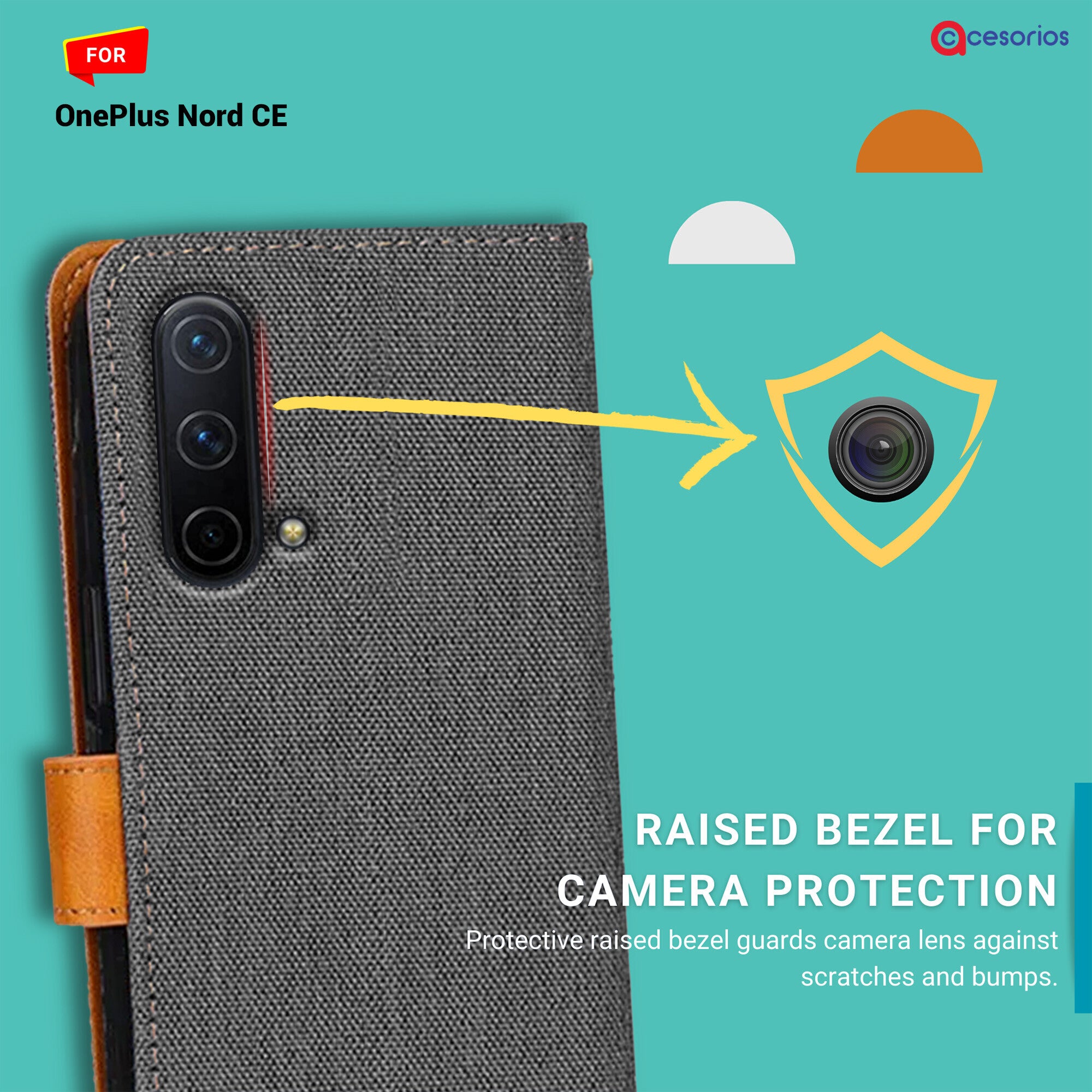Accesorios Oneplus Nord Ce denim flip cover – Grey – Image 2 #color_grey