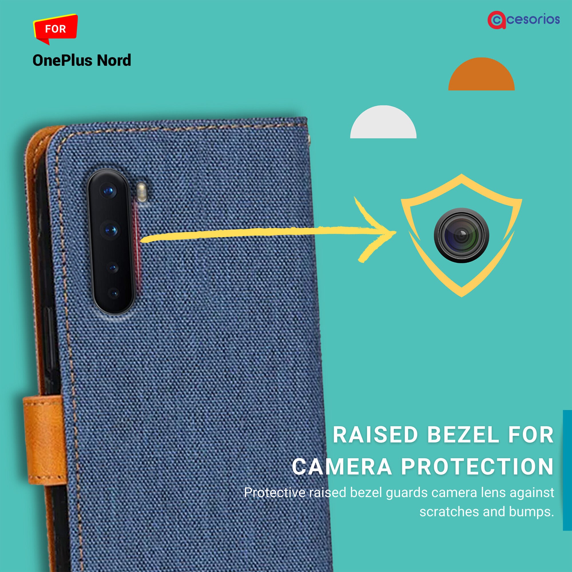 Accesorios Oneplus Nord denim flip cover – Blue – Image 2 #color_blue