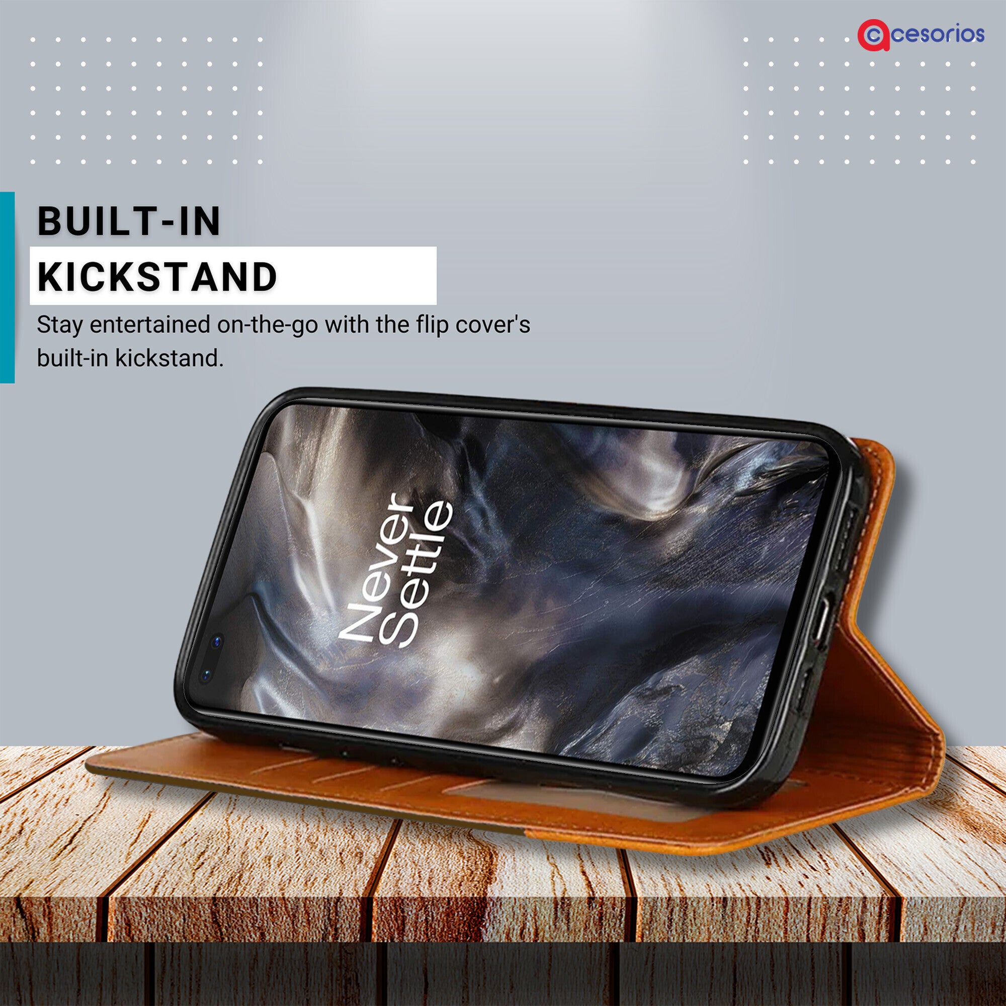 Accesorios Oneplus Nord denim flip cover – Dark Brown – Image 4 #color_dark brown