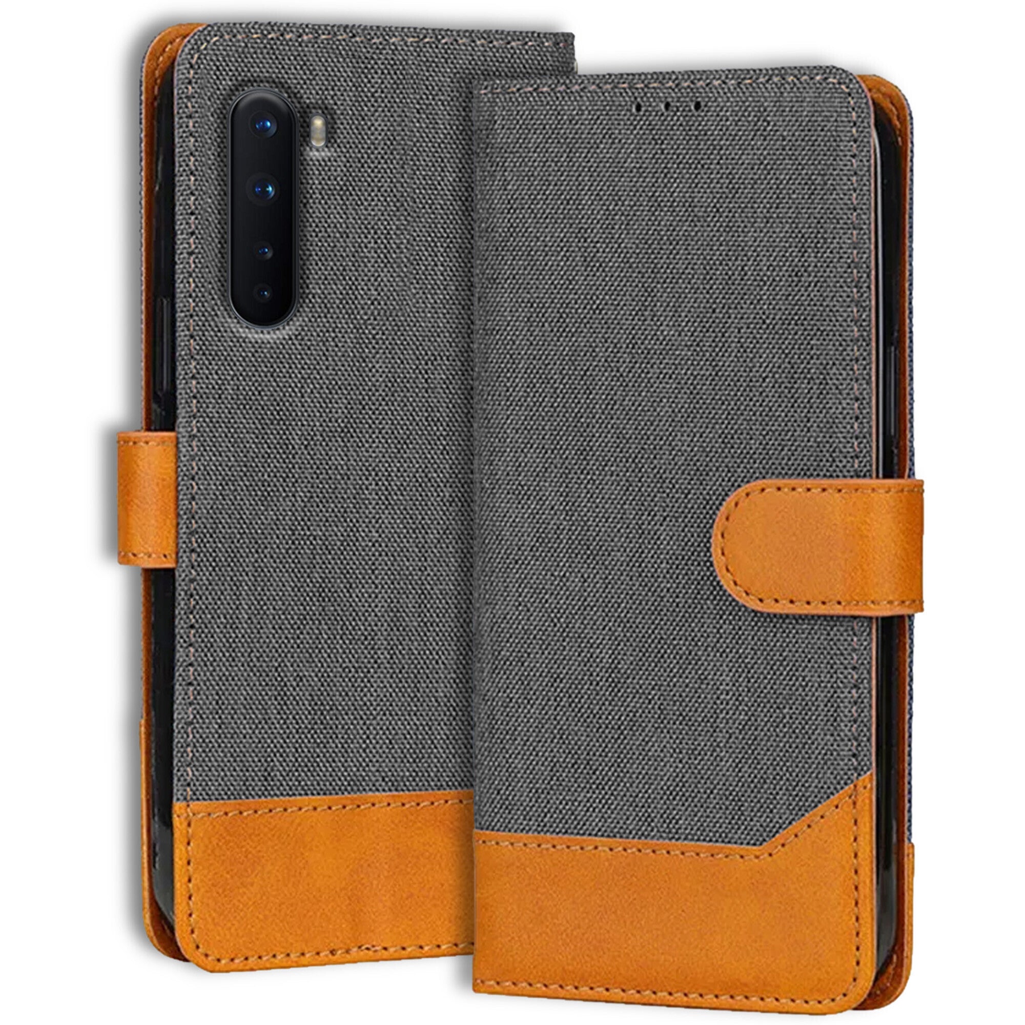Accesorios Oneplus Nord denim flip cover – Grey – Image 1 #color_grey
