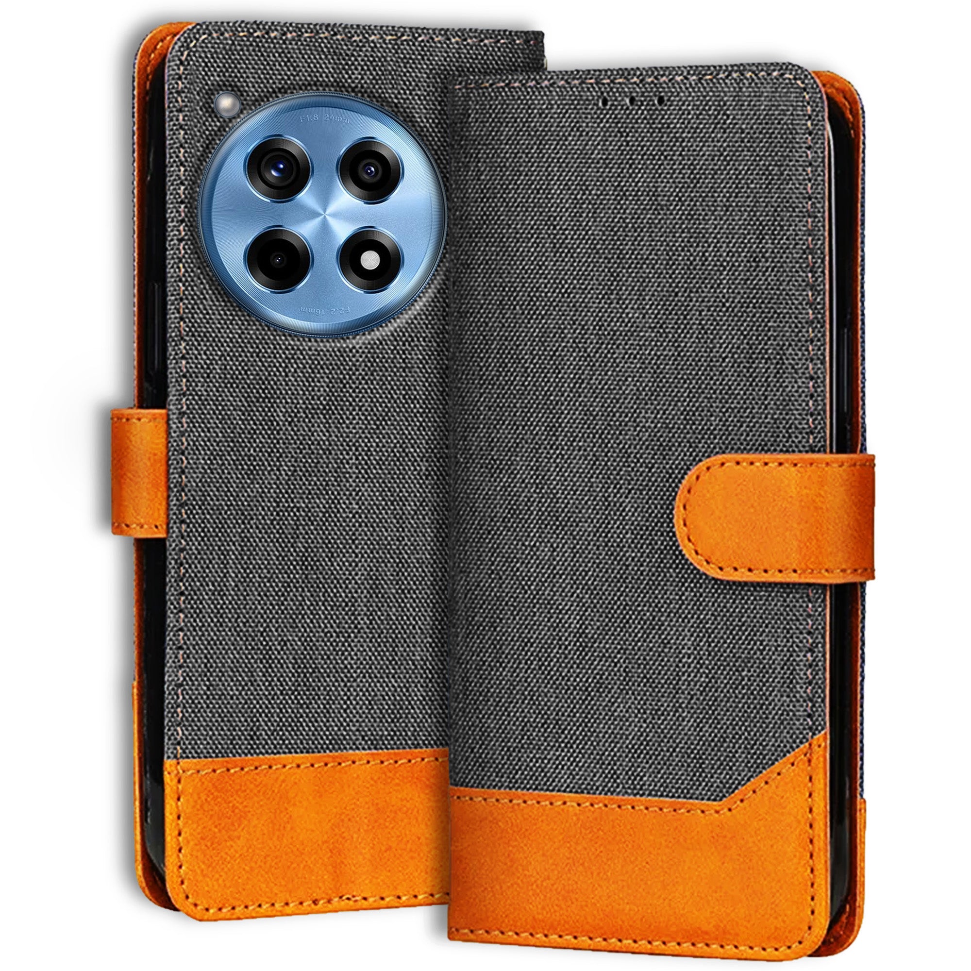 Accesorios Oneplus 12R 5G denim flip cover – Grey – Image 1 #color_grey