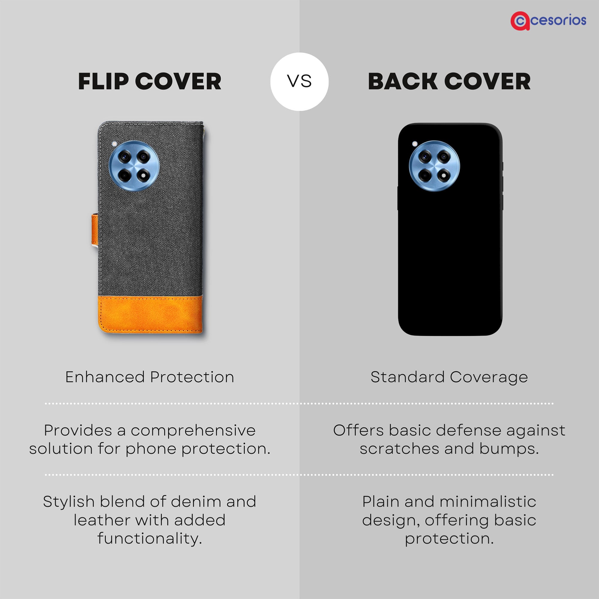 Accesorios Oneplus 12R 5G denim flip cover – Grey – Image 8 #color_grey