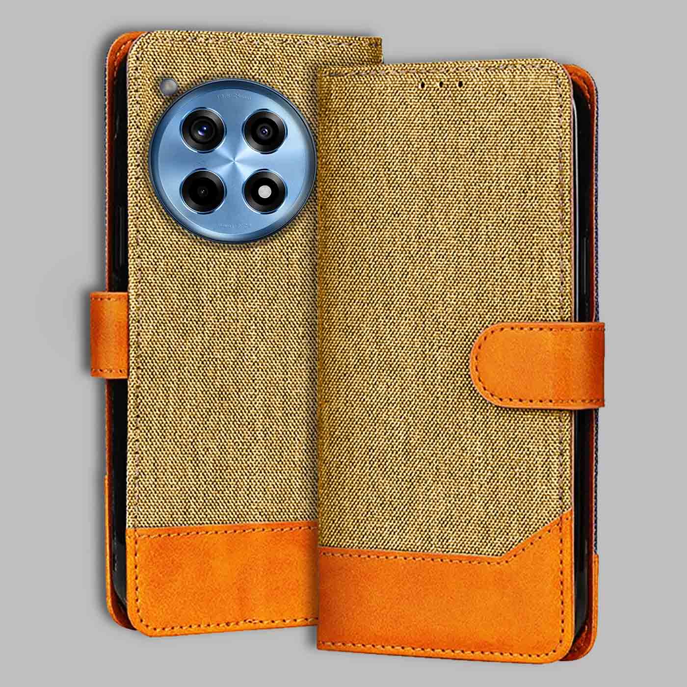 Accesorios Oneplus 12R 5G denim flip cover – Light Brown – Image 1 #color_light b