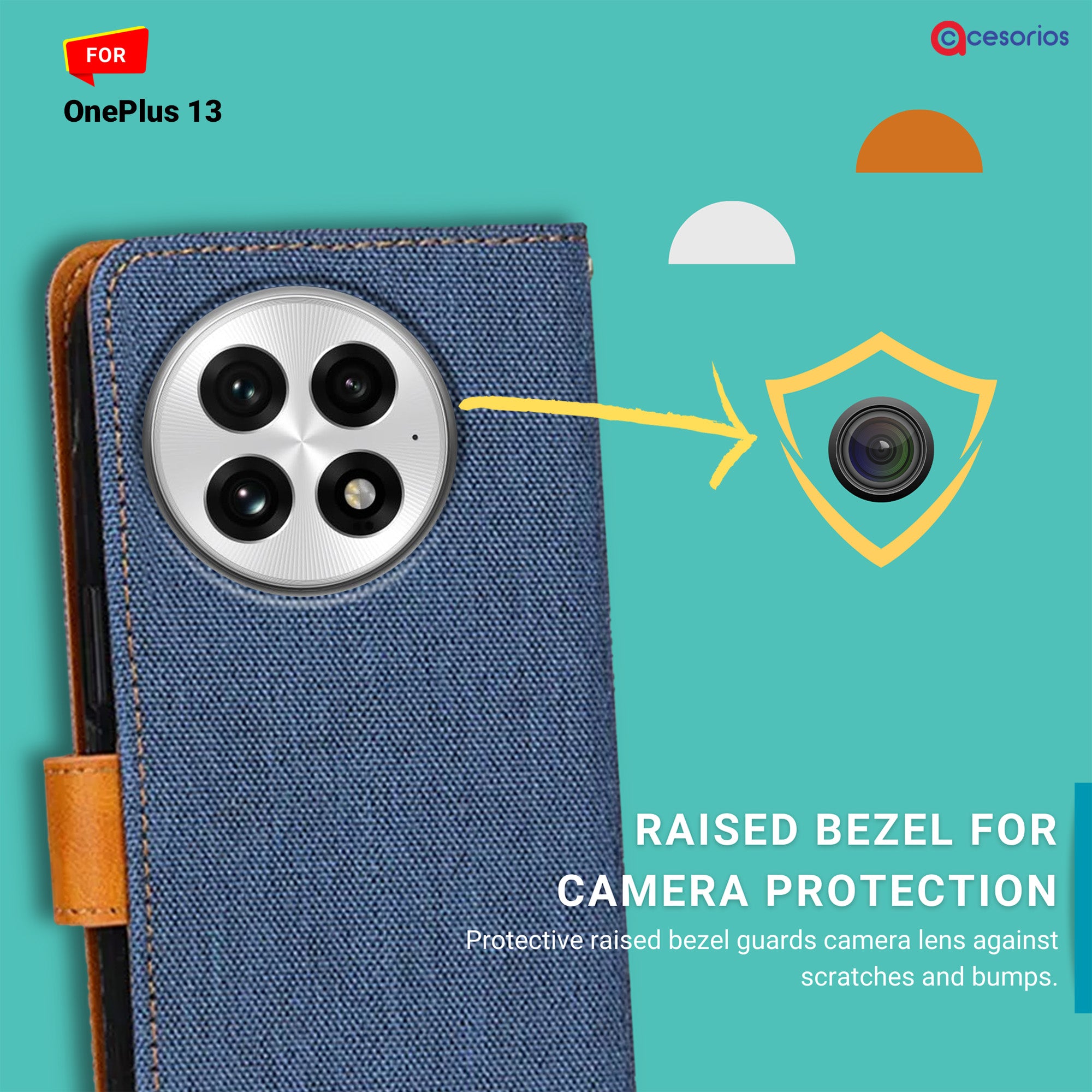 Accesorios Oneplus 13 denim flip cover – Blue – Image 2 #color_blue