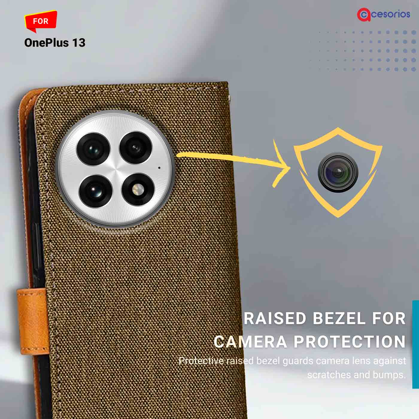 Accesorios Oneplus 13 denim flip cover – Dark Brown – Image 2 #color_dark b