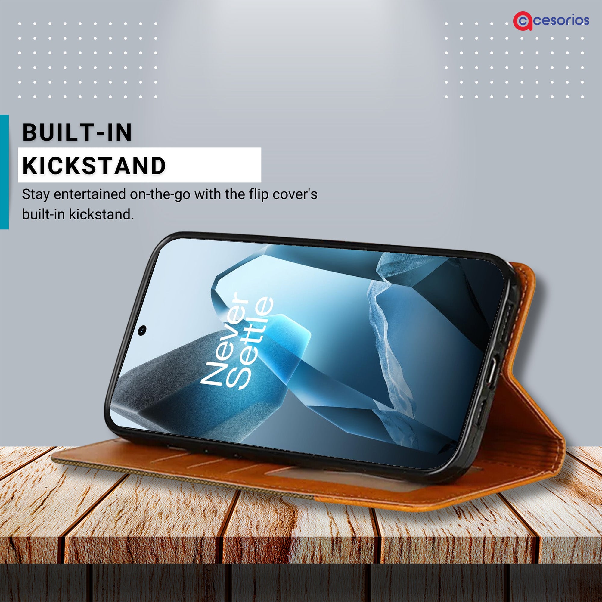 Accesorios Oneplus 13 denim flip cover – Dark Brown – Image 4 #color_dark brown