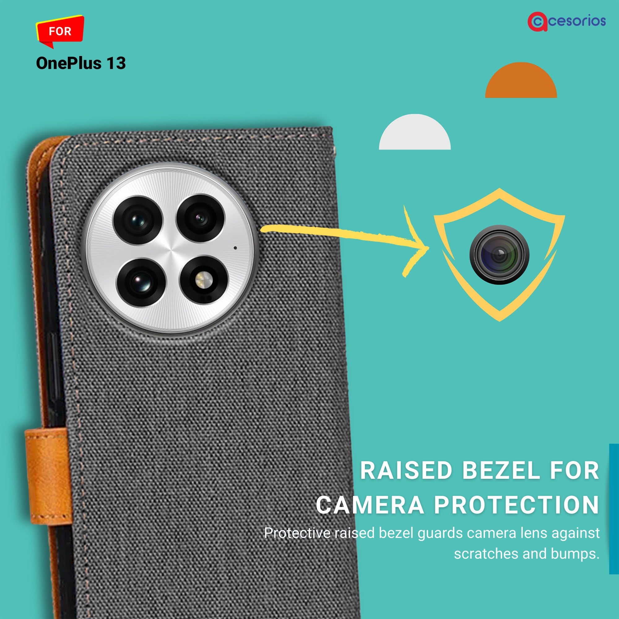 Accesorios Oneplus 13 denim flip cover – Grey – Image 2 #color_grey