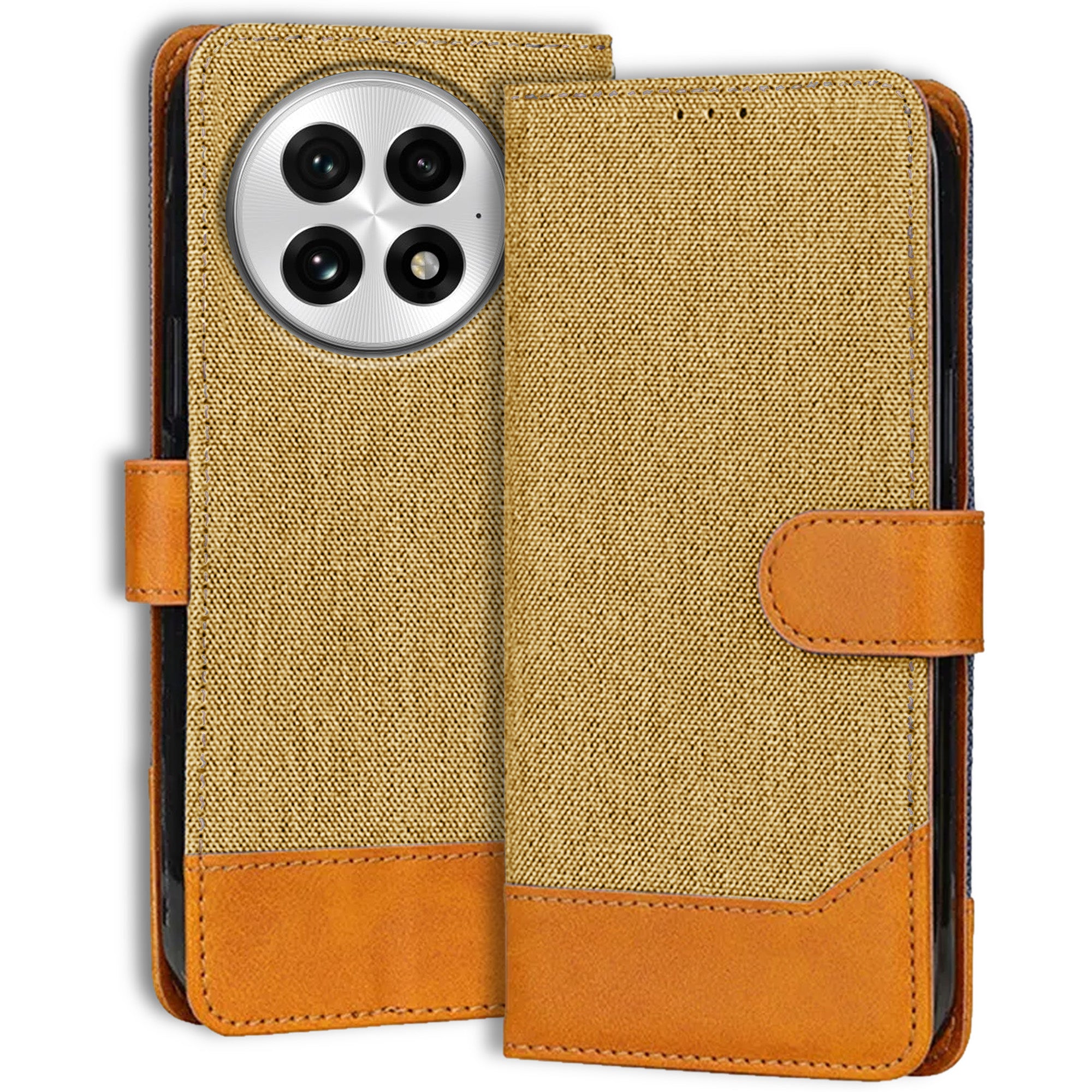 Accesorios Oneplus 13 denim flip cover – Light Brown – Image 1 #color_light brown