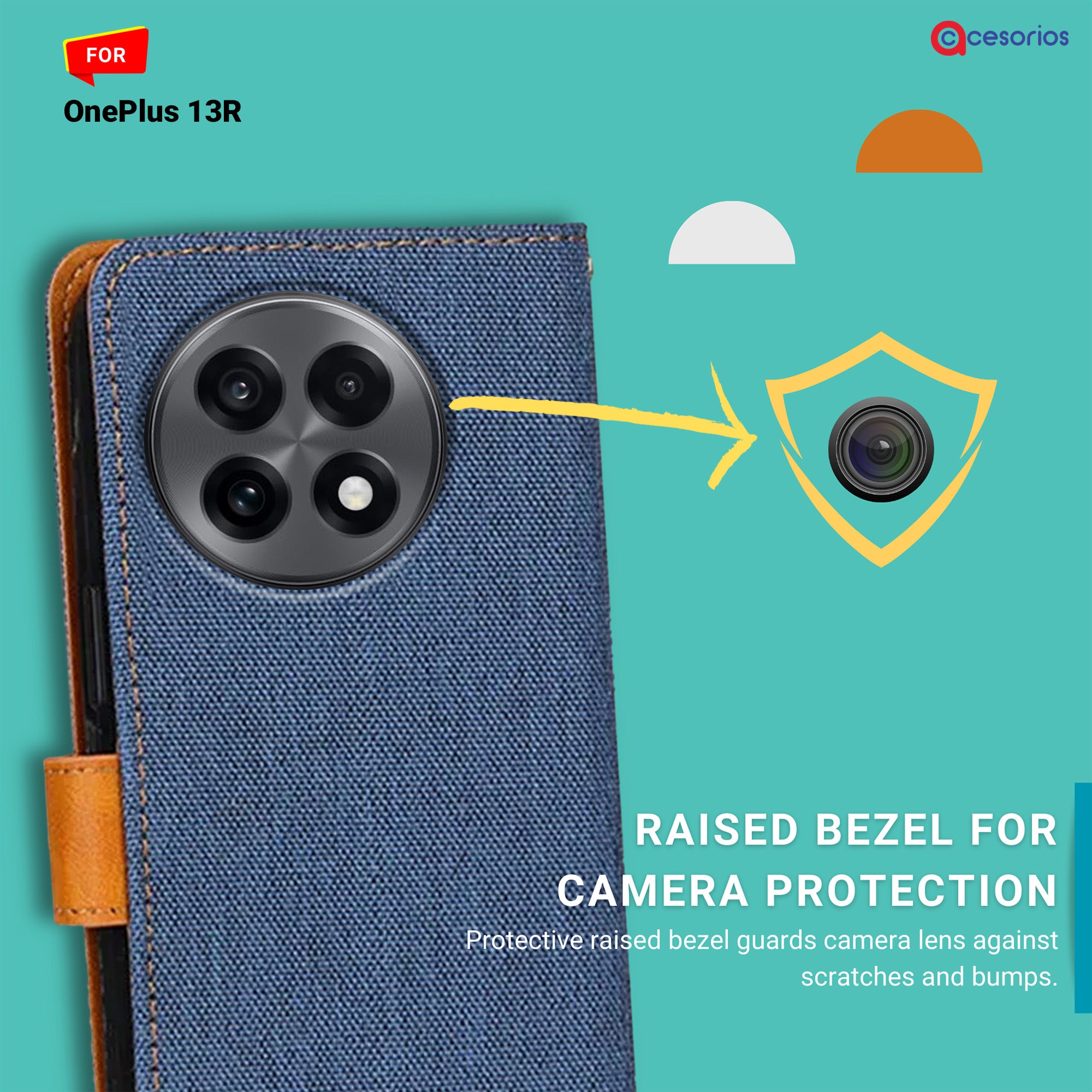 Accesorios Oneplus 13R denim flip cover – Blue – Image 2 #color_blue