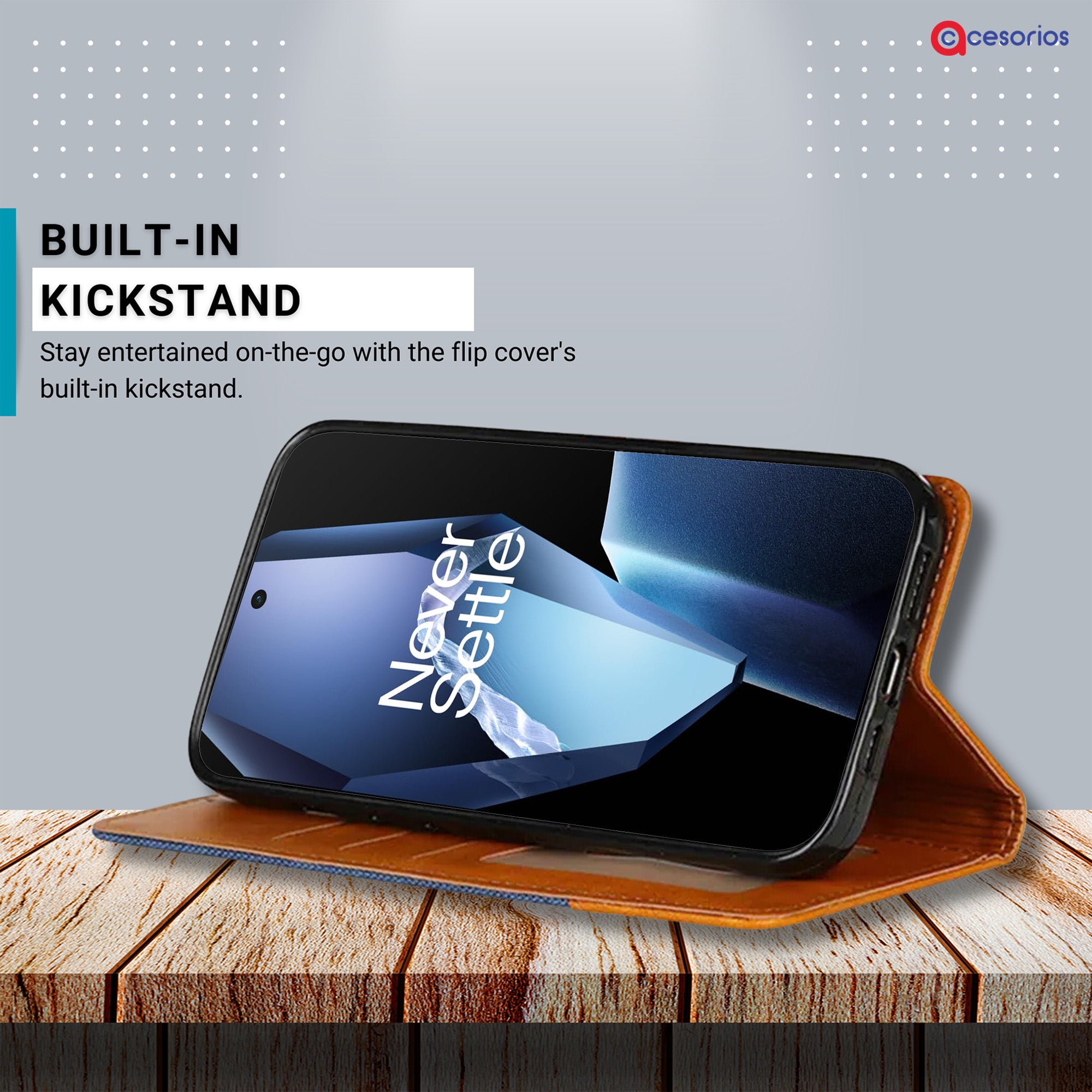 Accesorios Oneplus 13R denim flip cover – Blue – Image 4 #color_blue