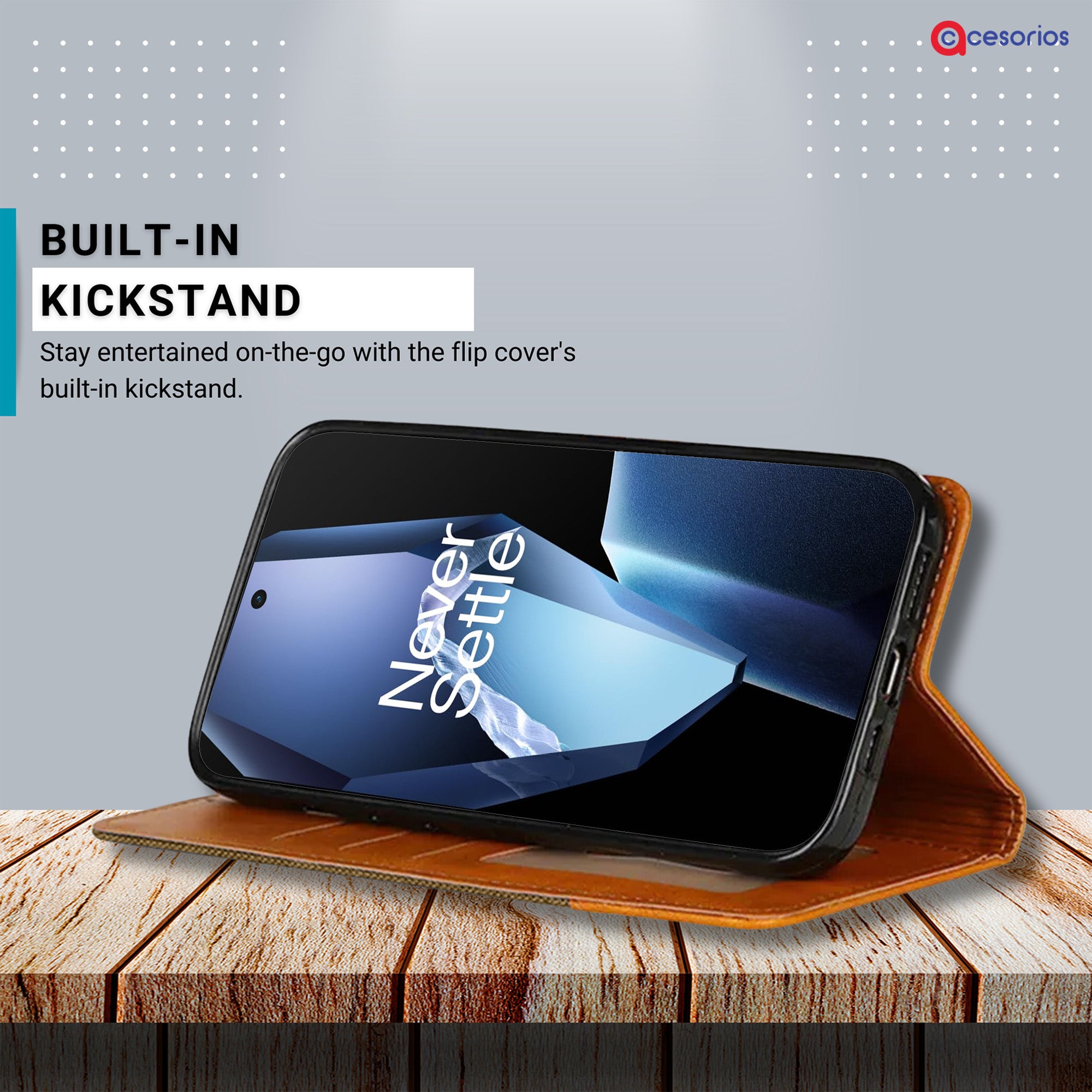 Accesorios Oneplus 13R denim flip cover – Dark Brown – Image 4 #color_dark brown