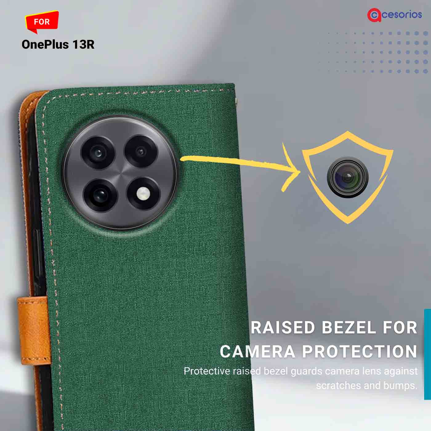 Accesorios Oneplus 13R denim flip cover – Green – Image 2 #color_g