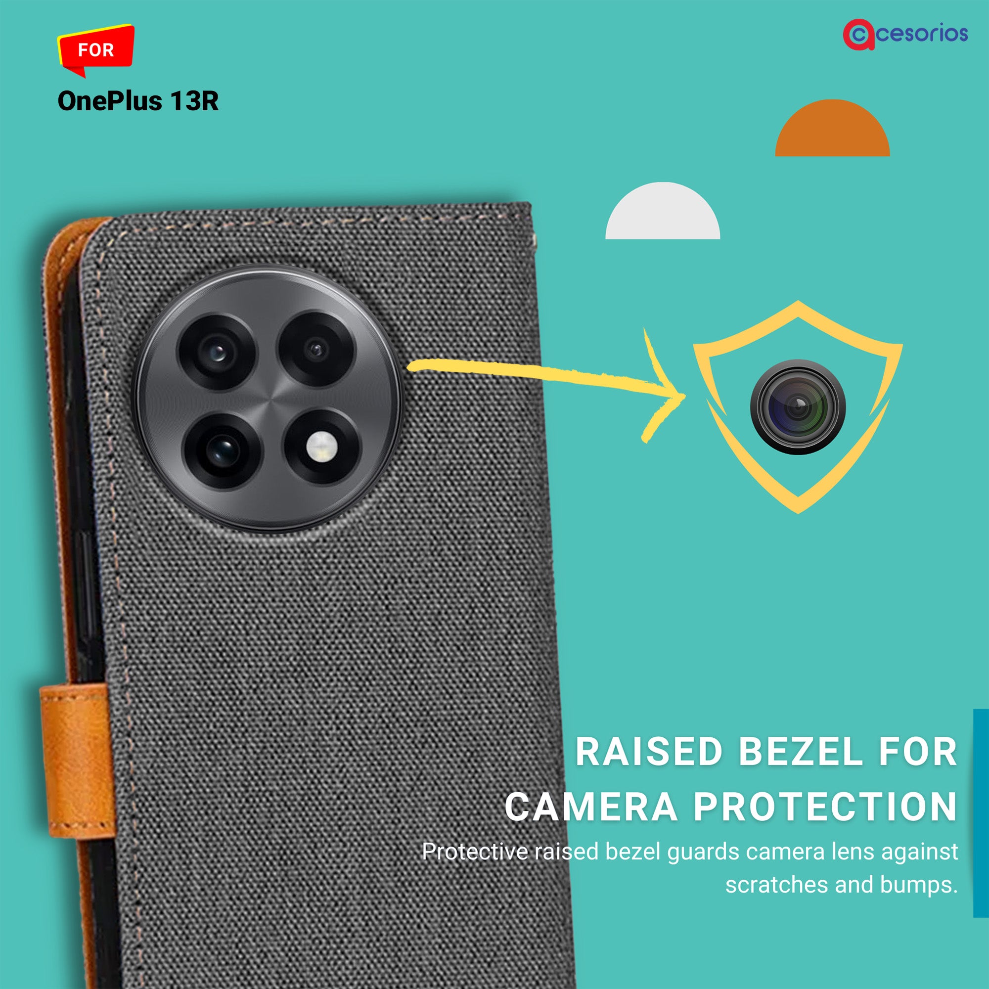 Accesorios Oneplus 13R denim flip cover – Grey – Image 2 #color_grey