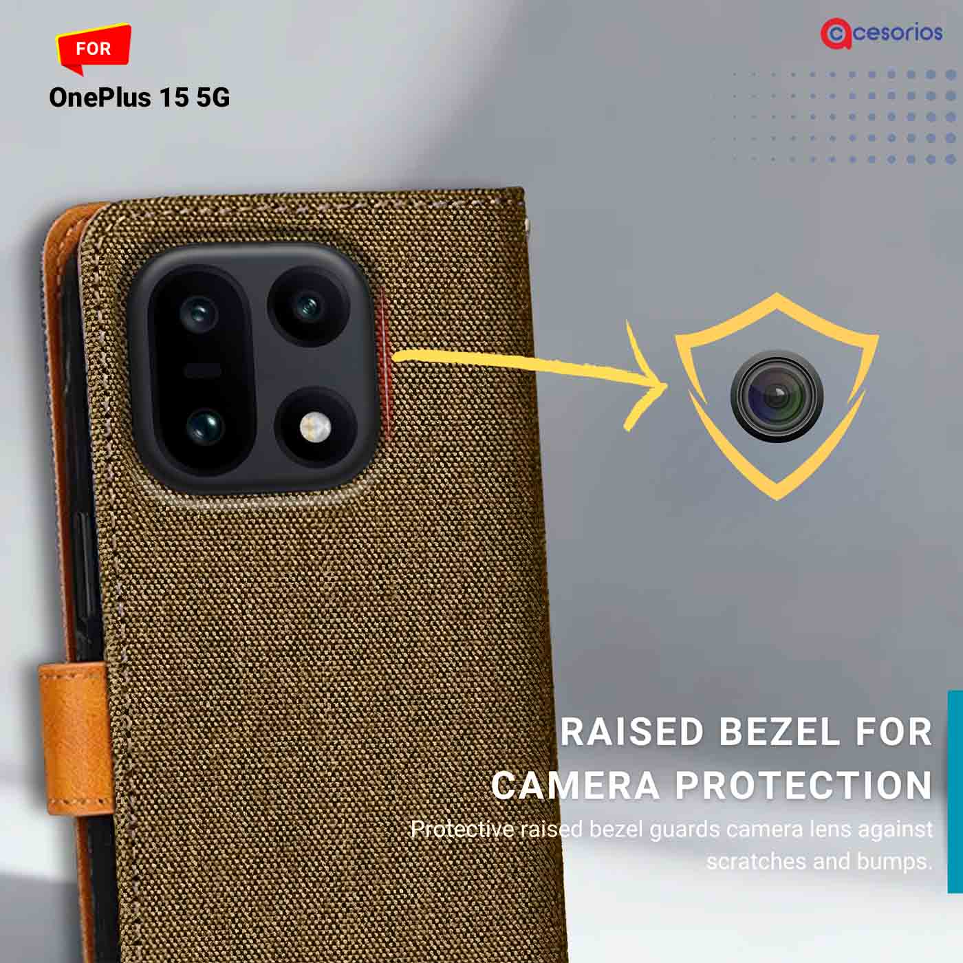 Denim & Leather back panel — OnePlus 15 5G in Dark Brown mobile case
