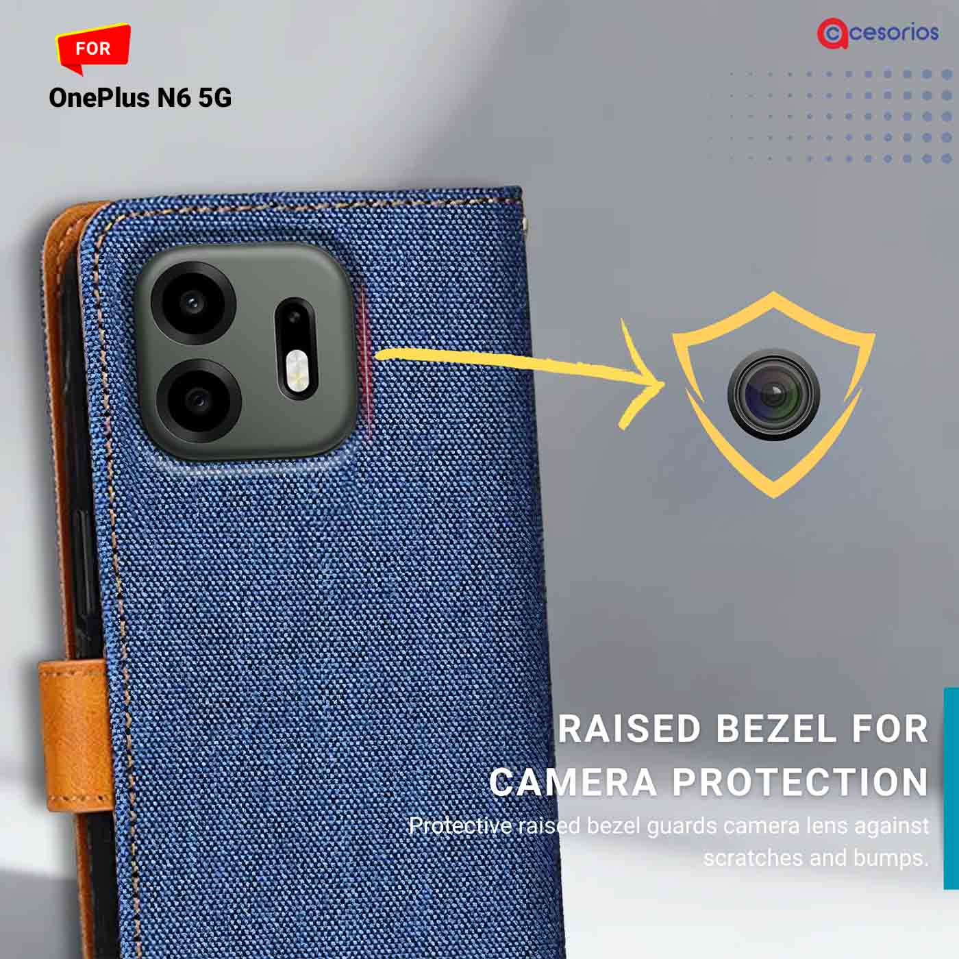 Denim & Leather back panel — OnePlus N6 5G in Blue mobile case