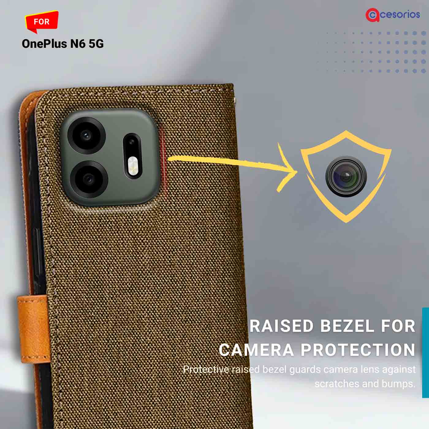 Denim & Leather back panel — OnePlus N6 5G in Brown mobile case