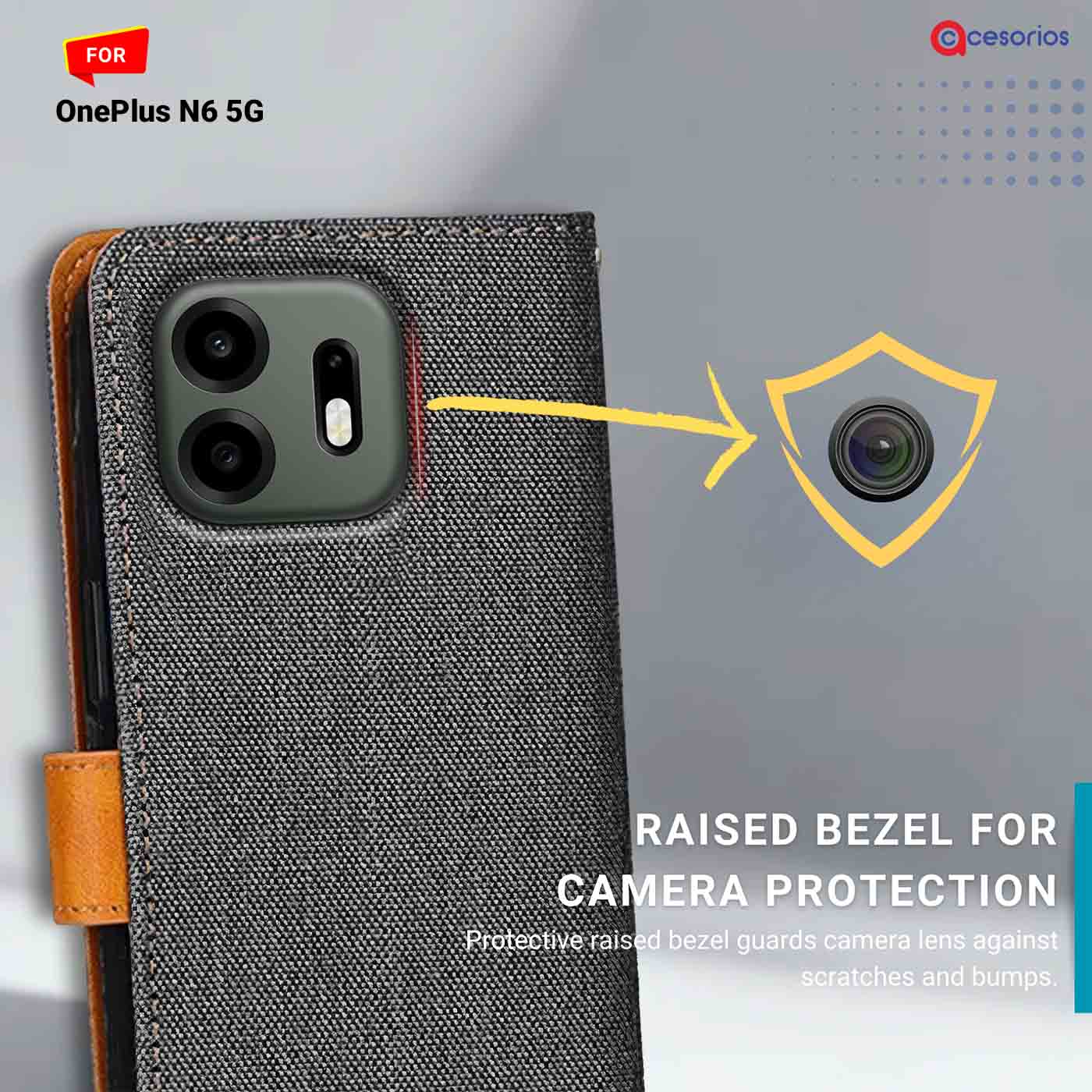 Denim & Leather back panel — OnePlus N6 5G in Grey mobile case