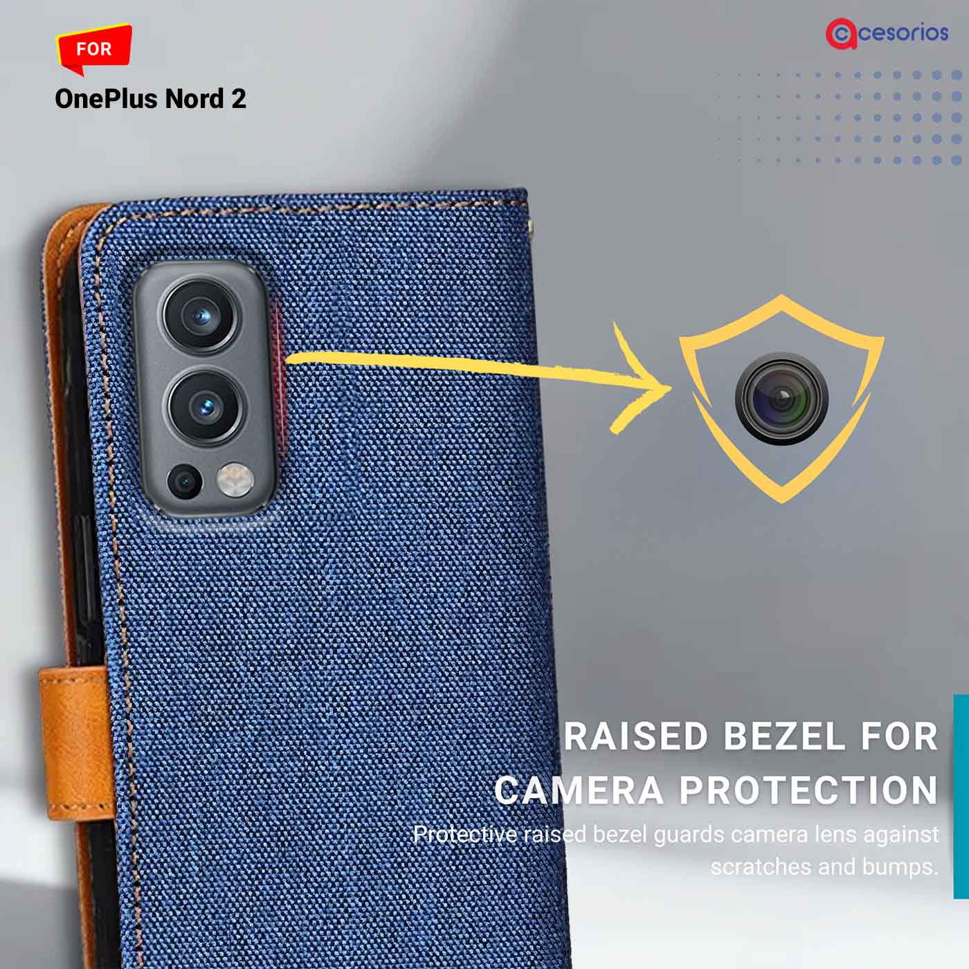 Denim & Leather back panel — OnePlus Nord 2 in Blue mobile case