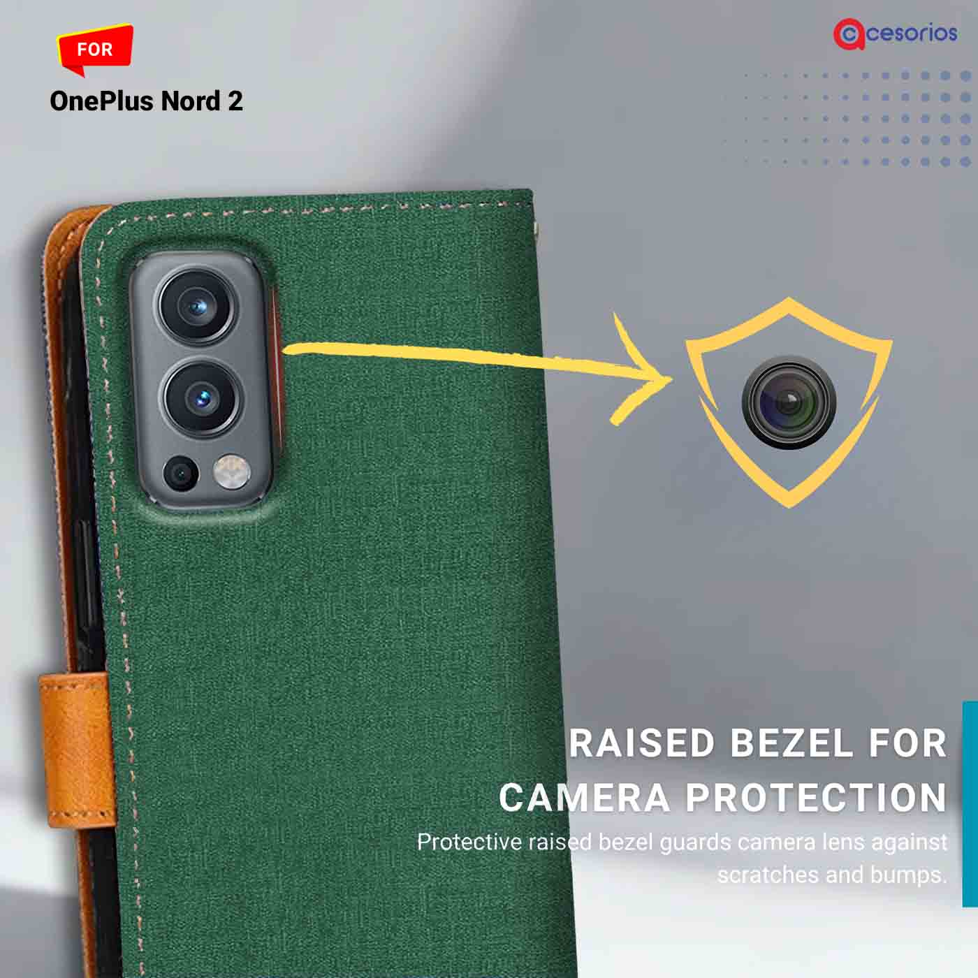 Accesorios Oneplus Nord 2 denim flip cover – Green – Image 2 #color_g