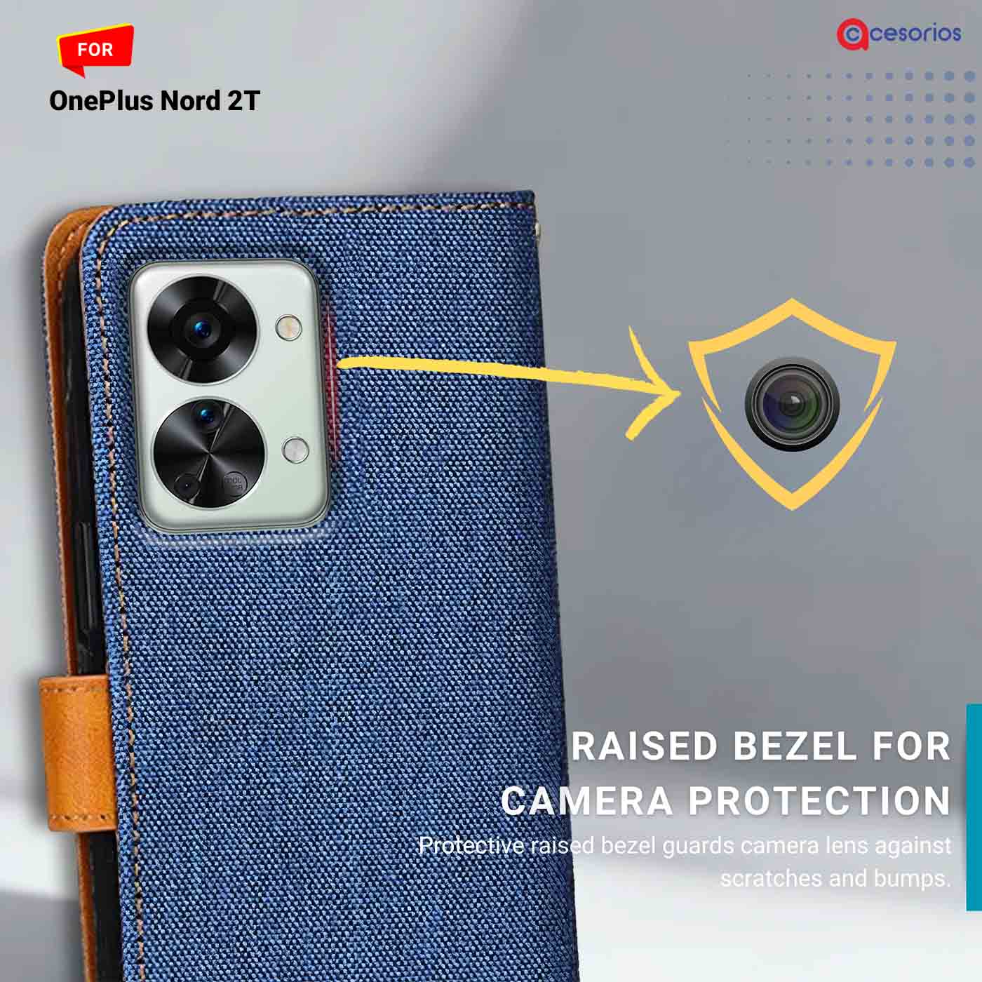 Accesorios Oneplus Nord 2T denim flip cover – Blue – Image 2 #color_