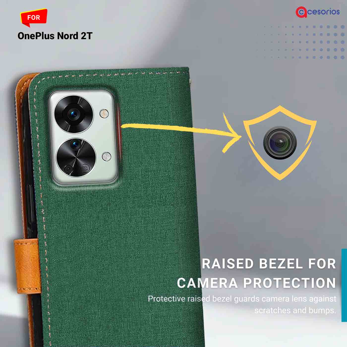 Accesorios Oneplus Nord 2T denim flip cover – Green – Image 2 #color_g