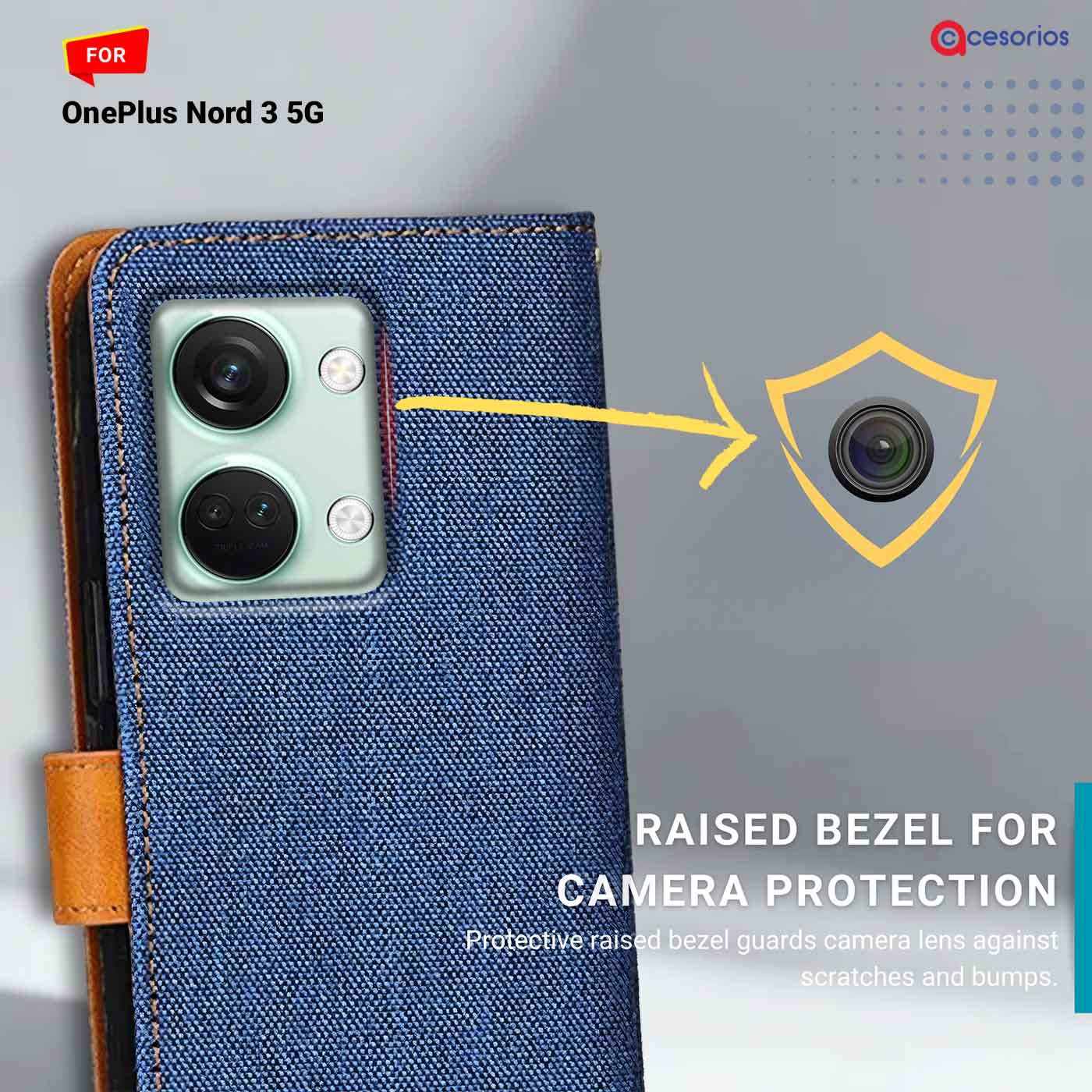 Accesorios Oneplus Nord 3 5G denim flip cover – Blue – Image 2 #color_