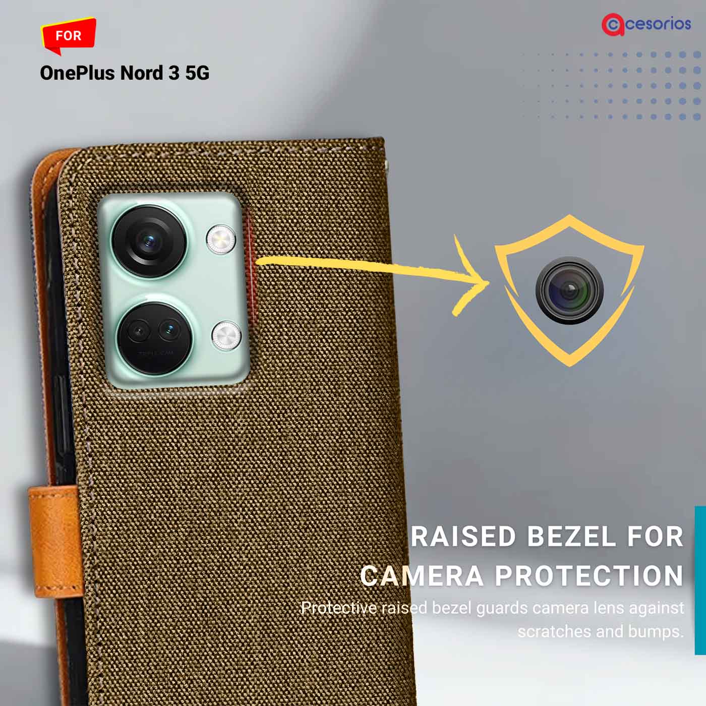 Accesorios Oneplus Nord 3 5G denim flip cover – Dark Brown – Image 2 #color_dark b