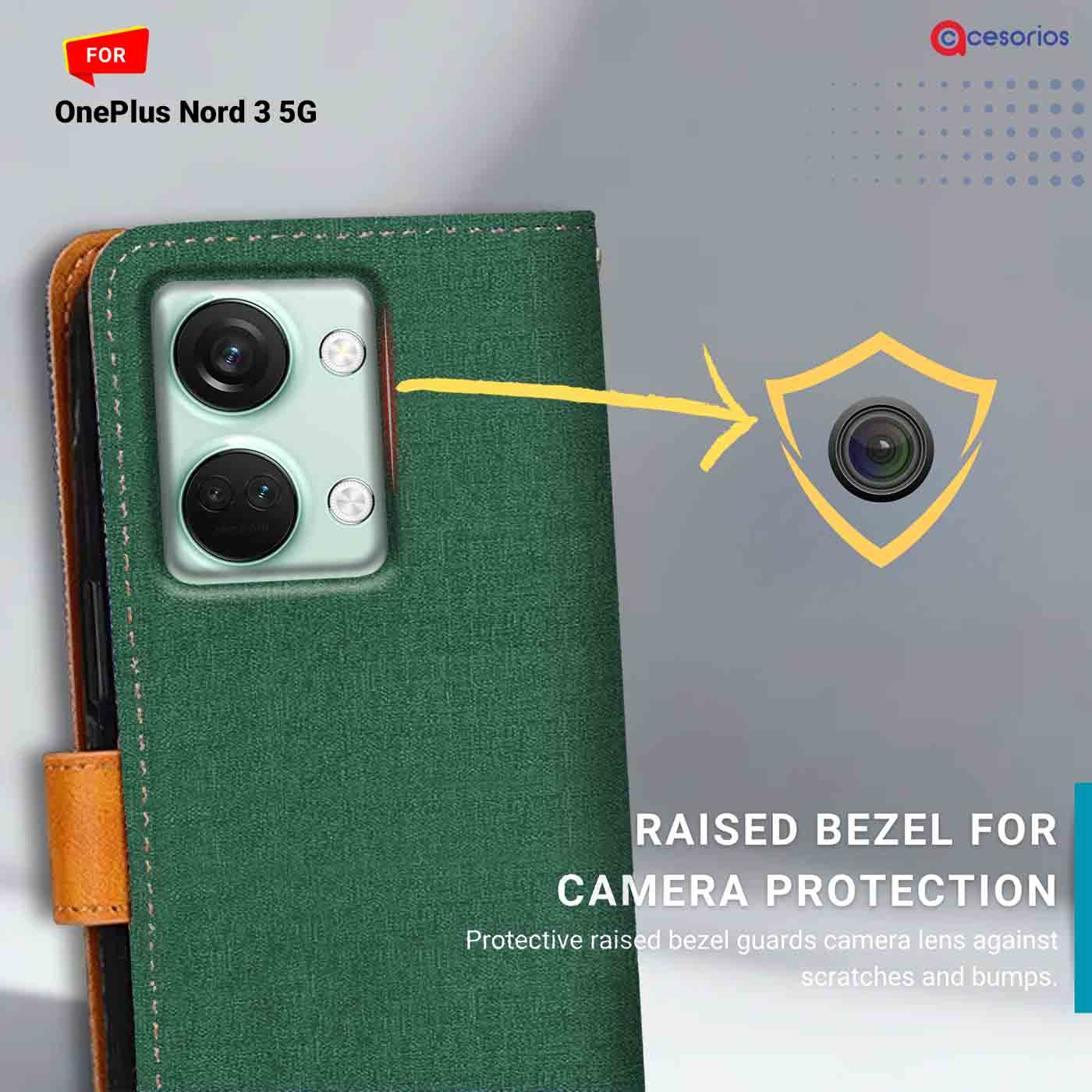 Accesorios Oneplus Nord 3 5G denim flip cover – Green – Image 2 #color_g